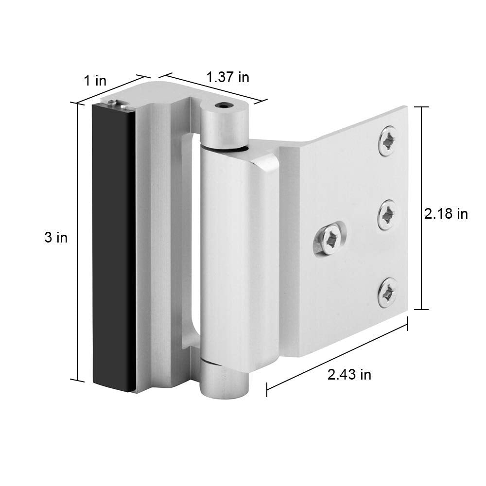 Home Security Door Lock, 2 Pack Childproof Door Reinforcement Lock with 3 Inch Stop Withstand 800 lbs for Top Front Inward Swinging Door, Upgrade Flip High Night Lock to Defend Your Home Kids