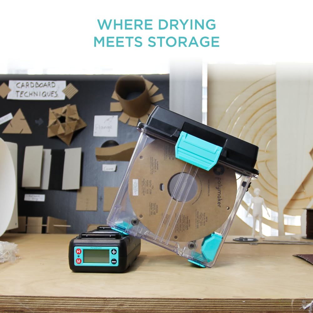 Polymaker 3D Printing Filament Dryer and Storage Box - PolyDryer and PolyDryer Box for Filament Drying and Sealing with Heat Control, Compatible with PA Nylon, PLA, PVB, PETG, ABS, TPU 1.75mm 2.85mm