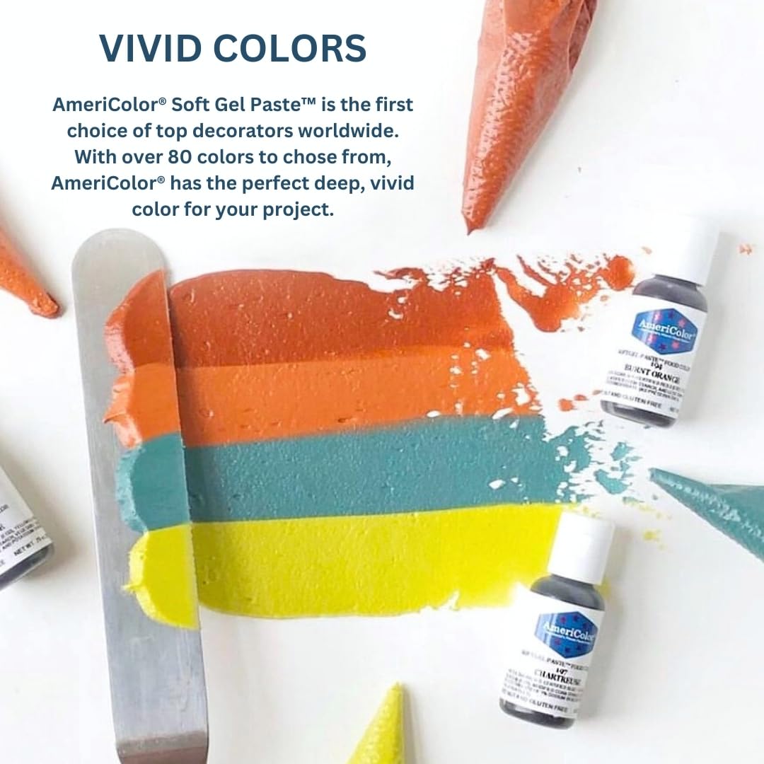 Food Coloring AmeriColor Student - Kit 12 .75 Ounce Bottles Soft Gel Paste Colors