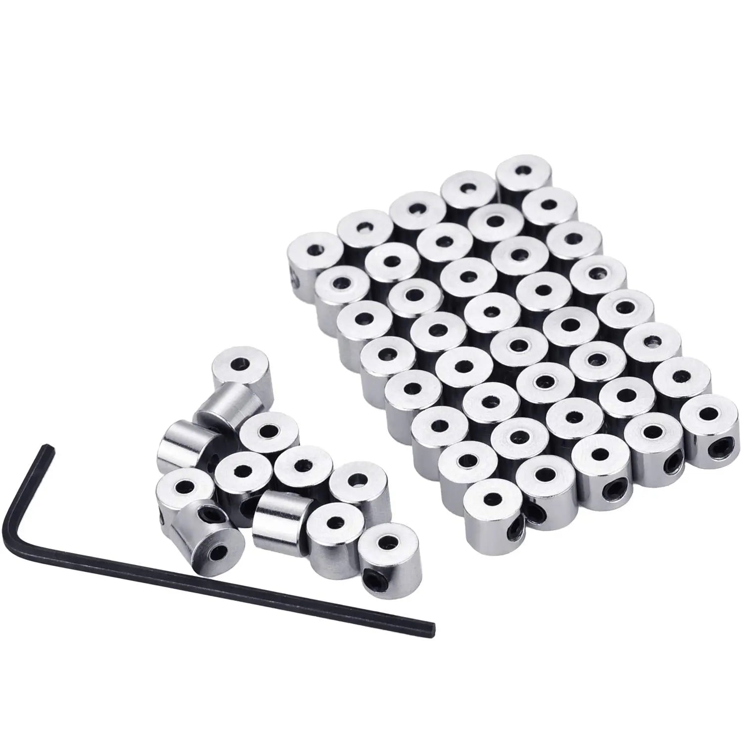 Leinuosen 60 Pieces Pin Keepers Locking Clasp Pin Backs Replacement with Wrench (Silver Color, 6 x 5 mm)