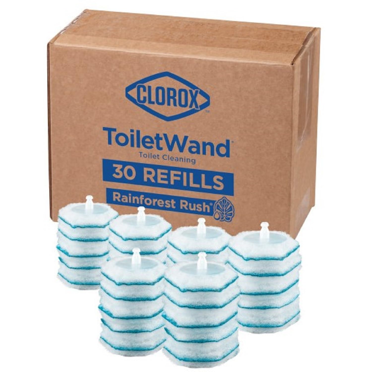 Original Clorox ToiletWand Disinfecting Refills, Rainforest Rush, 30 Ct (Package May Vary)