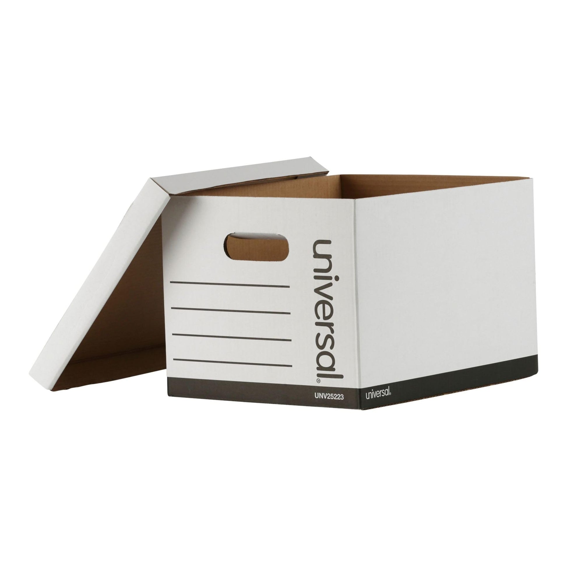 Universal Basic-Duty Economy Record Storage Boxes, 10 Pack, Letter/Legal Files, 12" x 15" x 10", White,