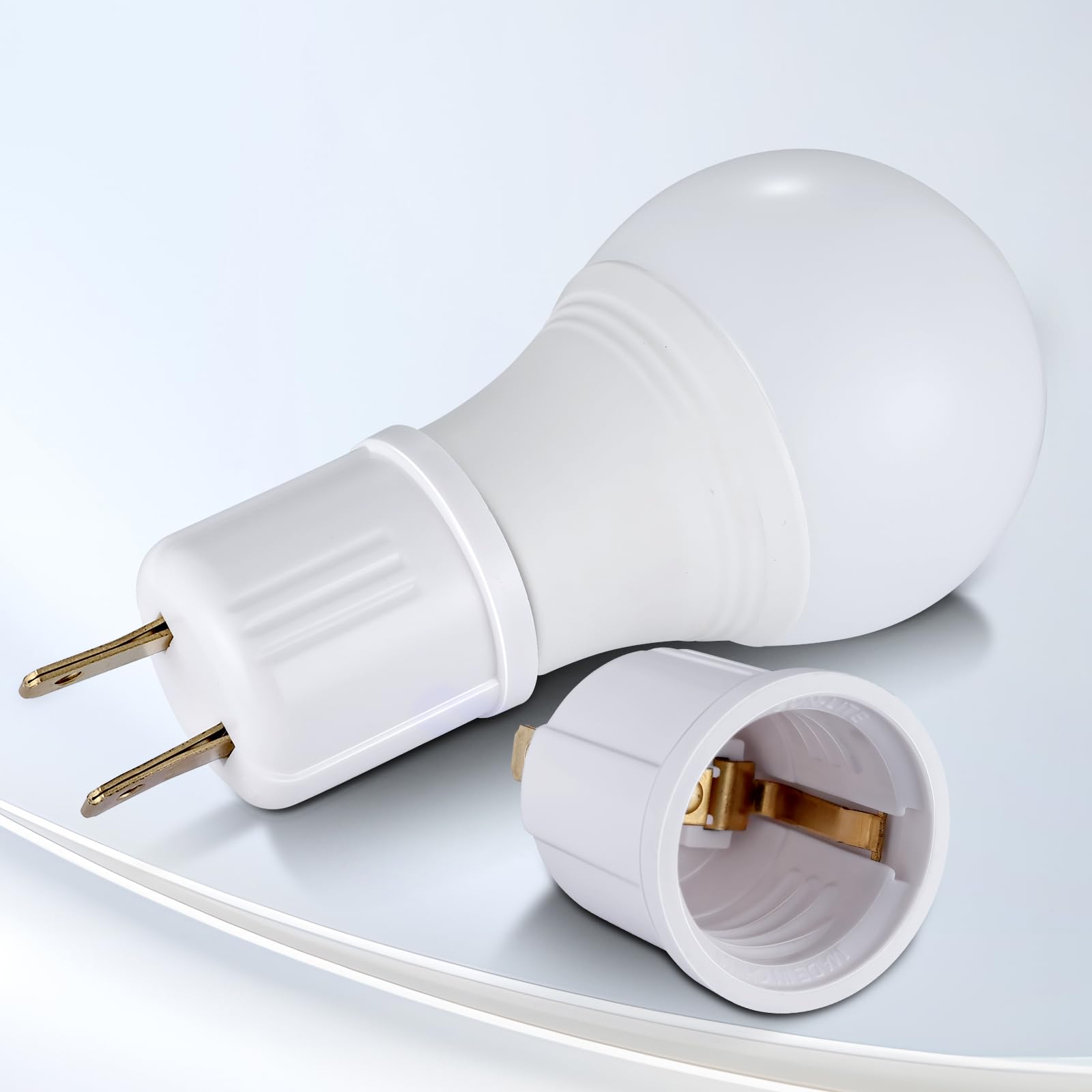Outlet to Socket Adapter, Plug-in Light Socket, Convert Outlet to Light Bulb Socket, Polarized 2-Prong Outlet to E26 E27 Screw Base Bulb Socket, 660 Watt, 125 Volt, UL Listed (4-Pack)