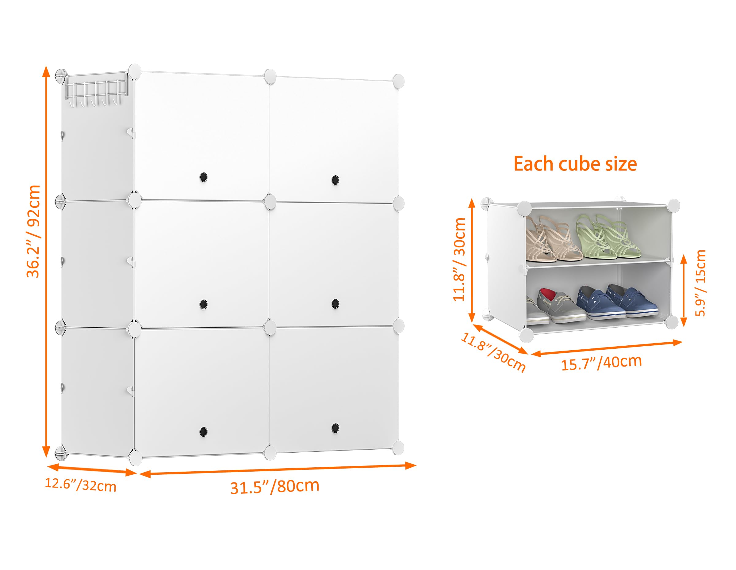 HOMIDEC Shoe Rack, 6 Tier Shoe Storage Cabinet 24 Pair Plastic Shoe Shelves Organizer for Closet Hallway Bedroom Entryway