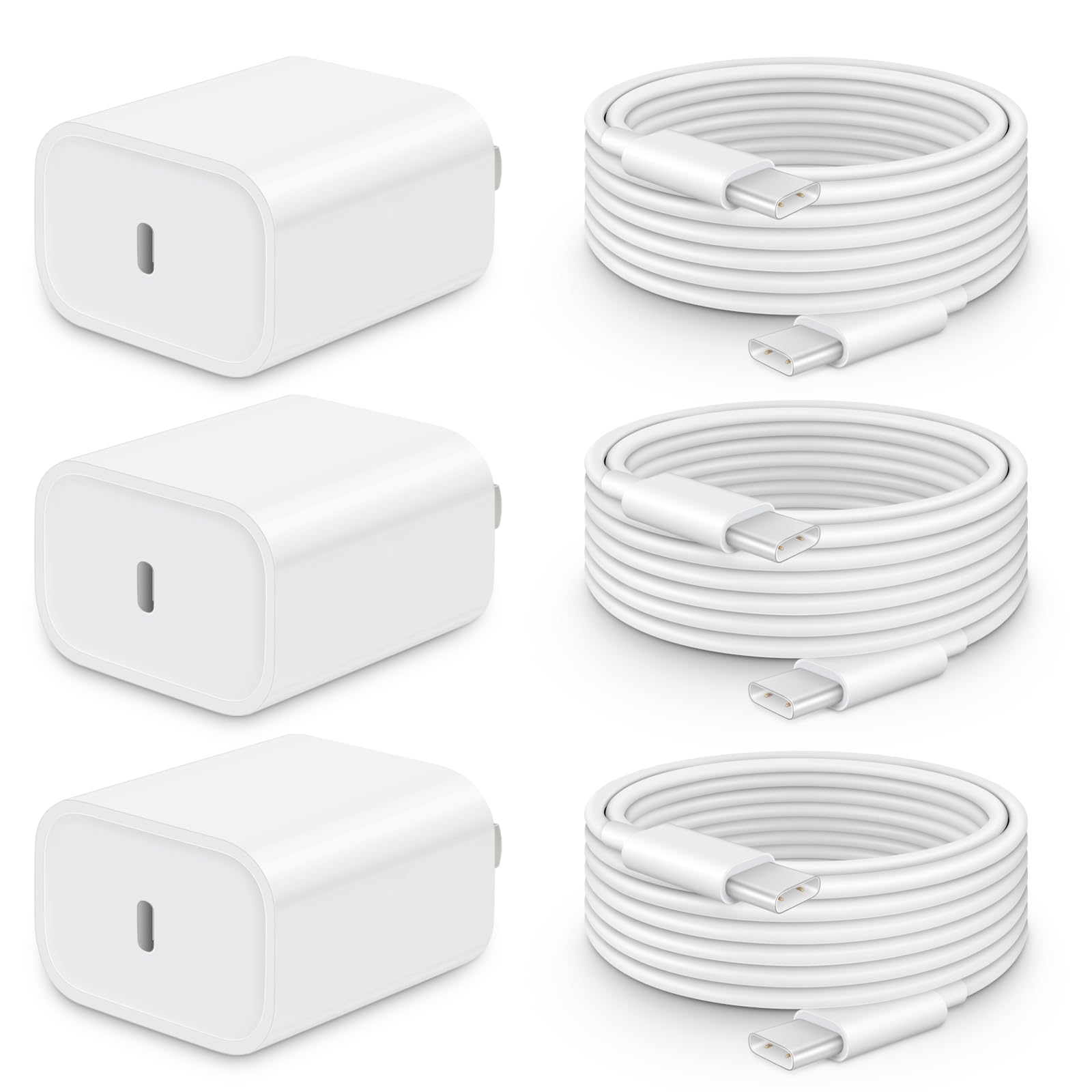 i Phone 16 15 Charger Fast Charging-20W USB C Power Brick with 6Ft Type C to C Cord for i Phone 16/16 Pro/16 Plus/16 Pro Max/15 Series, i Pad Pro & More [3 Pack]