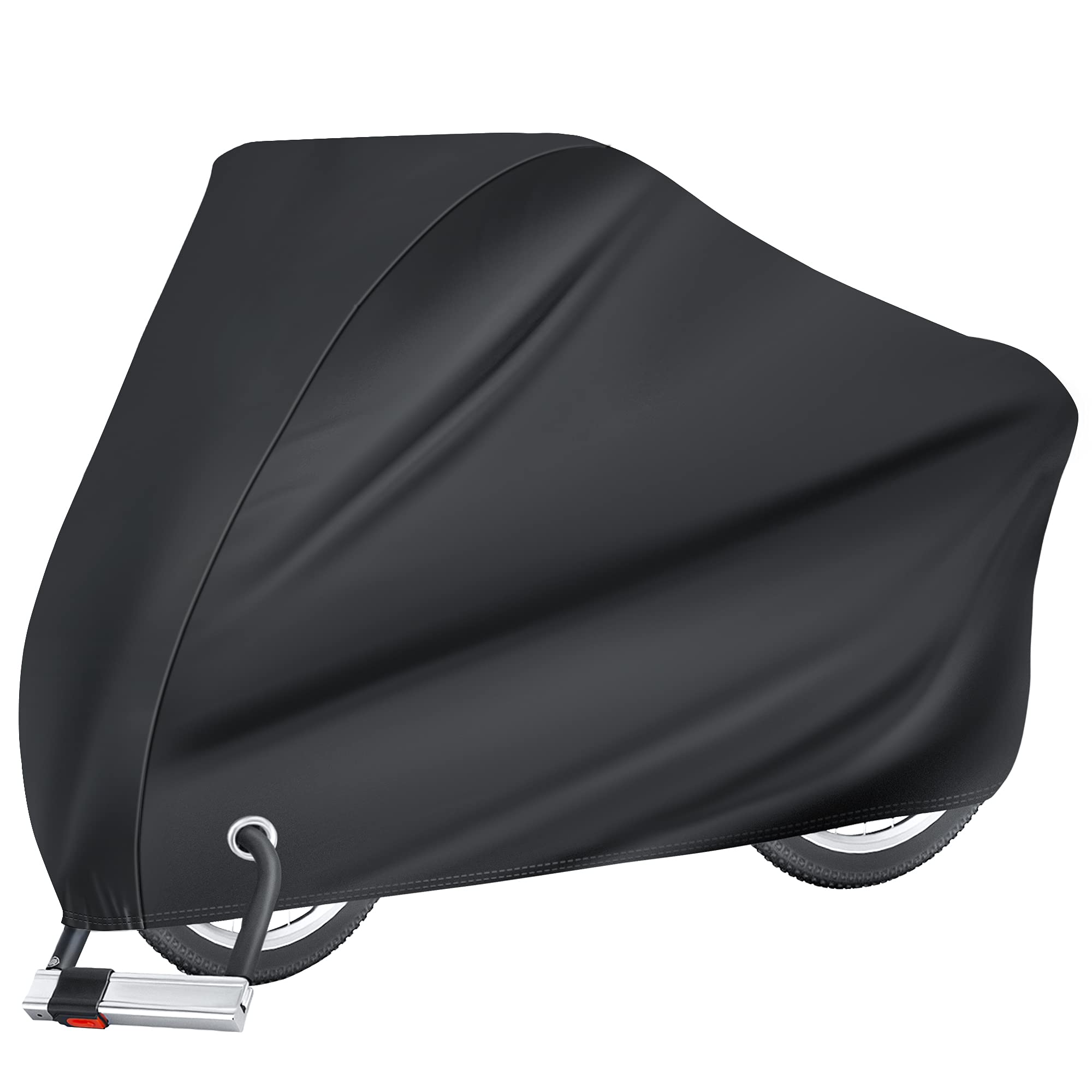 Puroma Bike Cover for 1 bike, Outdoor Waterproof Bicycle Covers Rain Sun UV Dust Wind Proof with Lock Hole for Mountain Road Electric Bike (Basic Black)