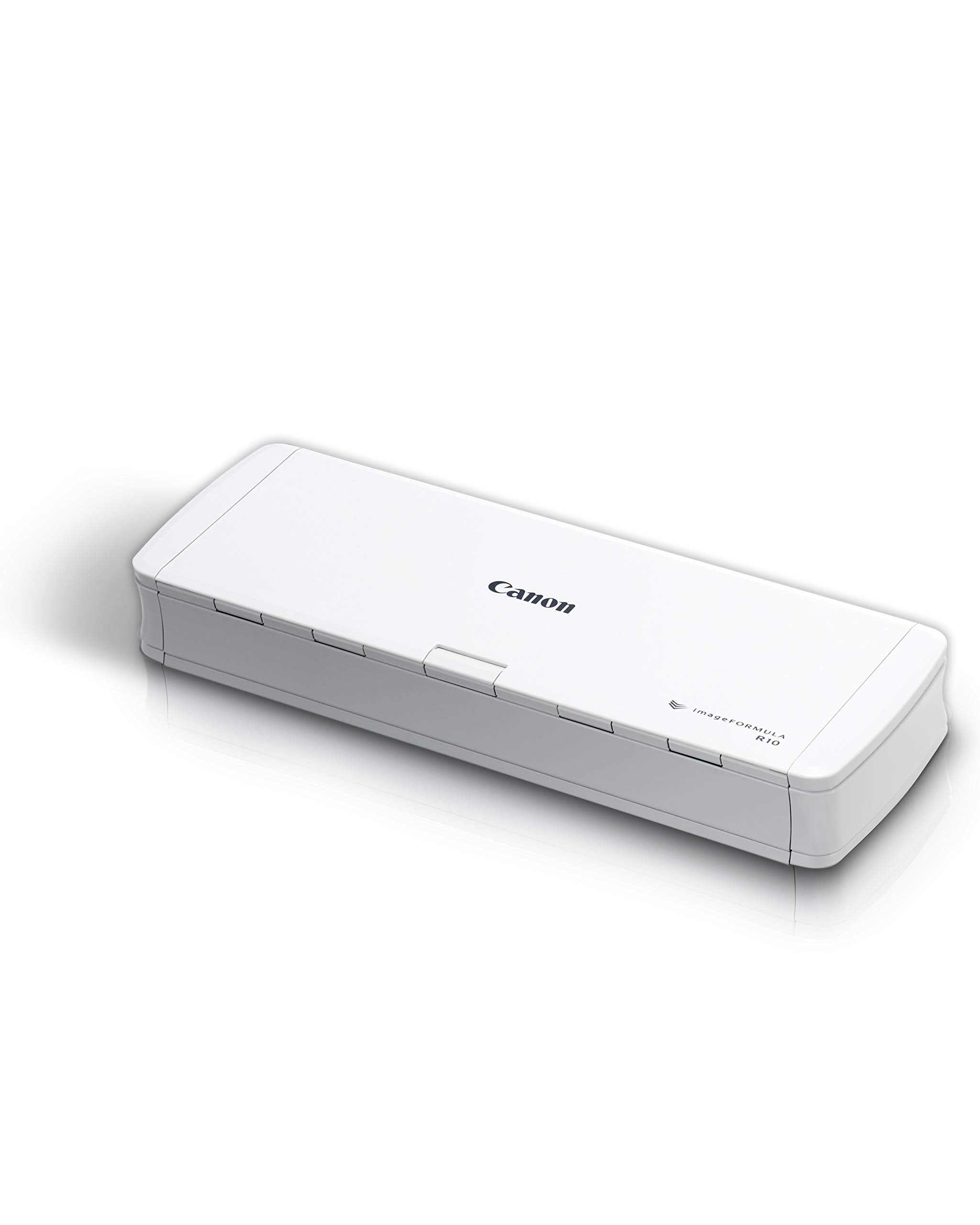 Canon imageFORMULA R10 - ماسحة ضوئية محمولة للمستندات، تعمل بمنفذ USB، مسح ضوئي على الوجهين، وحدة تغذية المستندات، إعداد سهل، مريحة، مثالية للمستخدمين المتنقلين