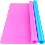 LEOBRO Silicone Mat for Resin Molds, 2 PCS 15.7" x 11.7" Playdough Mat, Silicone Mats for Crafts, Jewelry Resin Molds Mats, for Resin, Clay, Paint, Blue & Rose Red