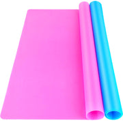 LEOBRO Silikonmatte für Harzformen, 2 Stück 40 x 30 cm Spielmatte, Silikonmatten für Bastelarbeiten, Schmuckharzformenmatten, für Harz, Ton, Farbe, Blau & Rosarot