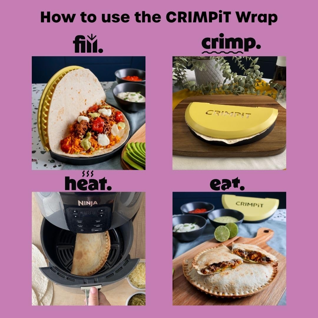 CRIMPiT Large Tortilla Sealer - For 10-12” Flour Tortillas | Make Sealed Tacos, Quesadillas, Burritos & More | Mess-Free Meals in Seconds | BPA-Free, Dishwasher Safe | Made in UK & USA