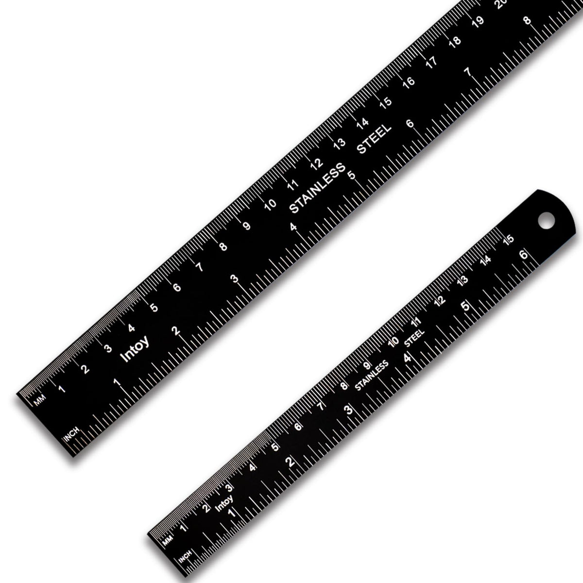 Zotemo Metal Ruler Kit 12 Inch and 6 Inch, Stainless Steel Rulers with Centimeters, Millimeters, Inches and Conversion Table for Office and School, Easy to Read Metric Rule Set, 2 Pack