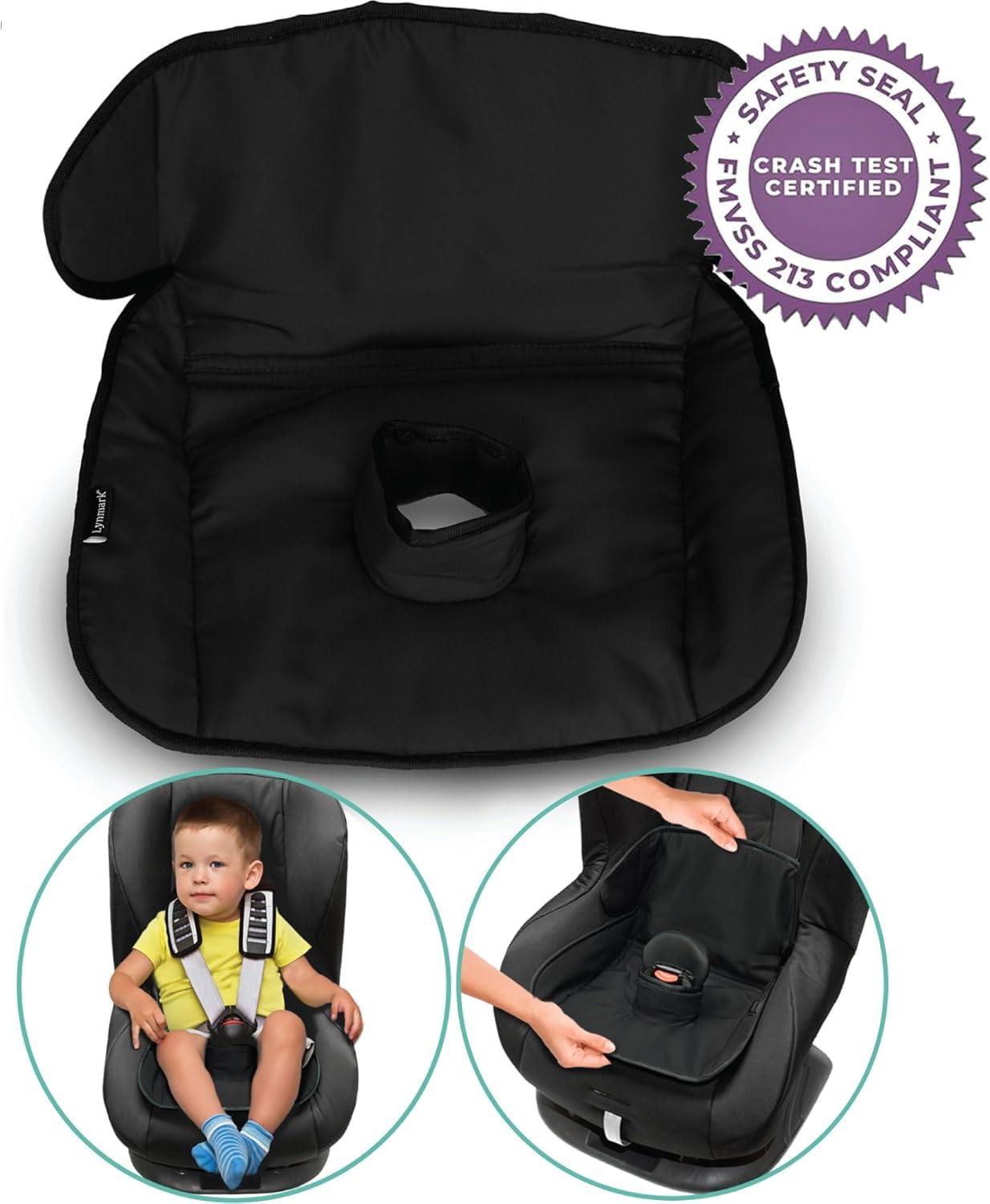 Lynmark® Piddle Pads Car Seat Potty Training Cover - Waterproof Soft Toddler and Baby Car Seat Protector Mat- Travel-Friendly Universal Machine Washable Liner for Spills, Nappy Leaks, Accidents- Black