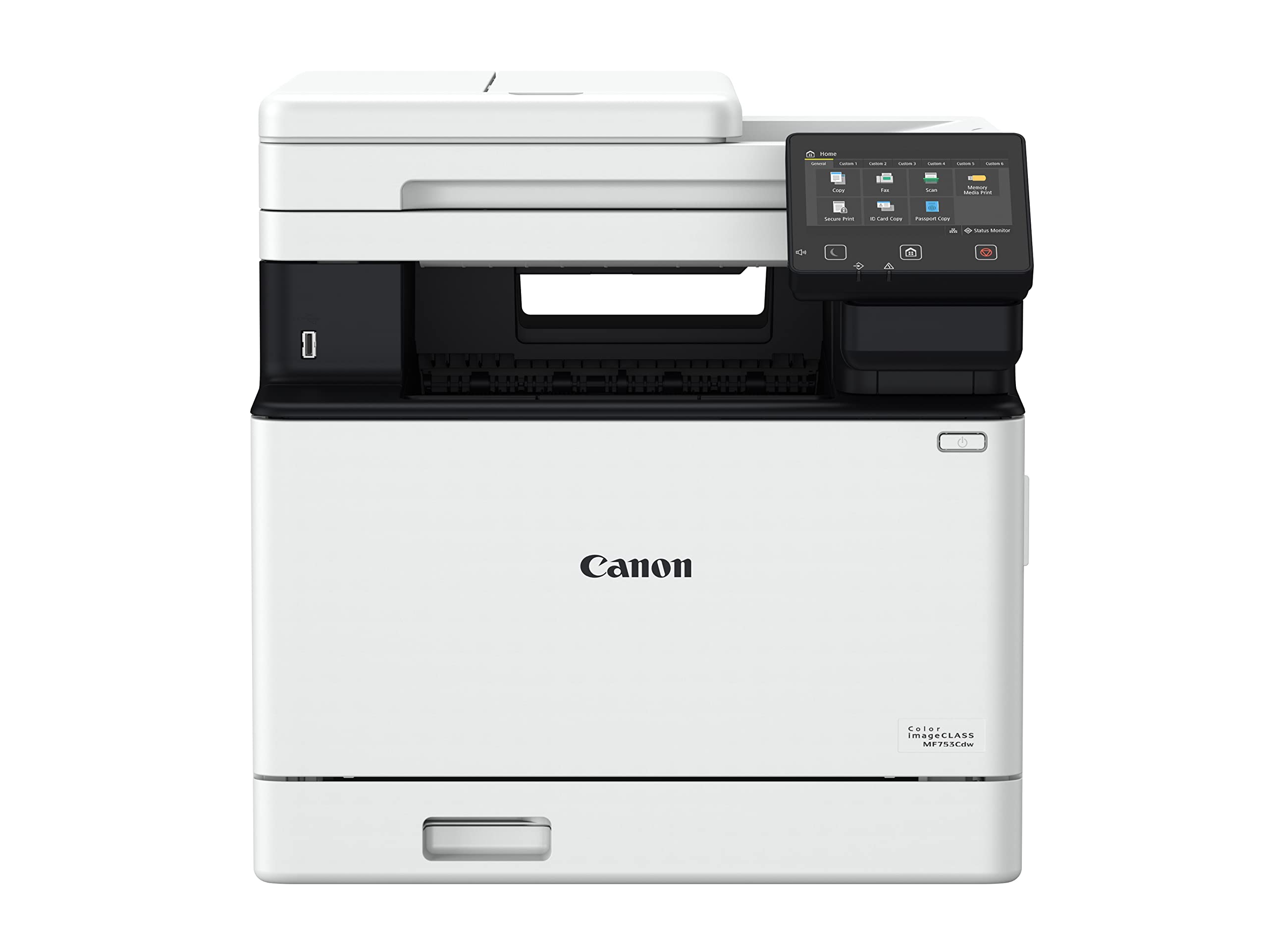 طابعة كانون imageCLASS MF753Cdw - لاسلكية، ليزرية ملونة مزدوجة، الكل في واحد مع ماسح ضوئي، ناسخة، فاكس، وحدة تغذية مستندات تلقائية، جاهزة للجوال، ضمان محدود 3 سنوات، 35 صفحة في الدقيقة، أبيض