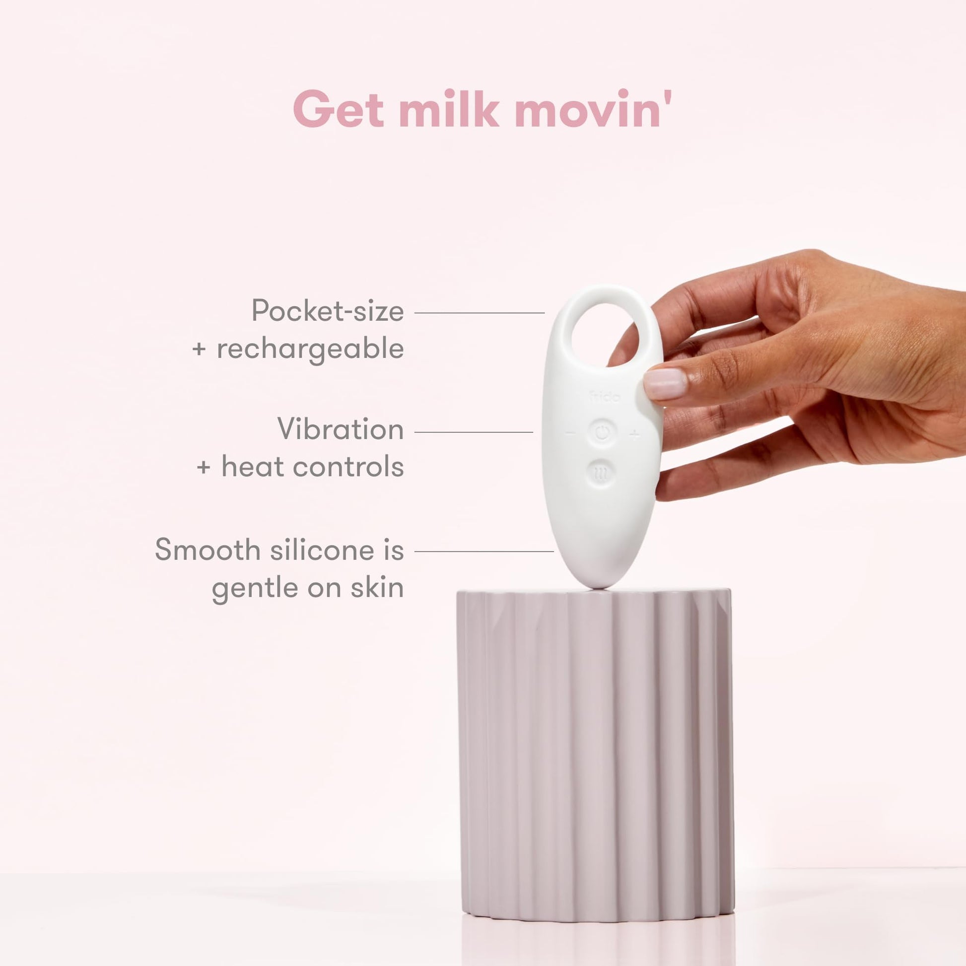 Frida Mom 2-in-1 Lactation Massager, Multiple Modes of Heat + Vibration for Clogged Milk Ducts, Increase Milk Flow, Breast Engorgement - USB Cord Included, White