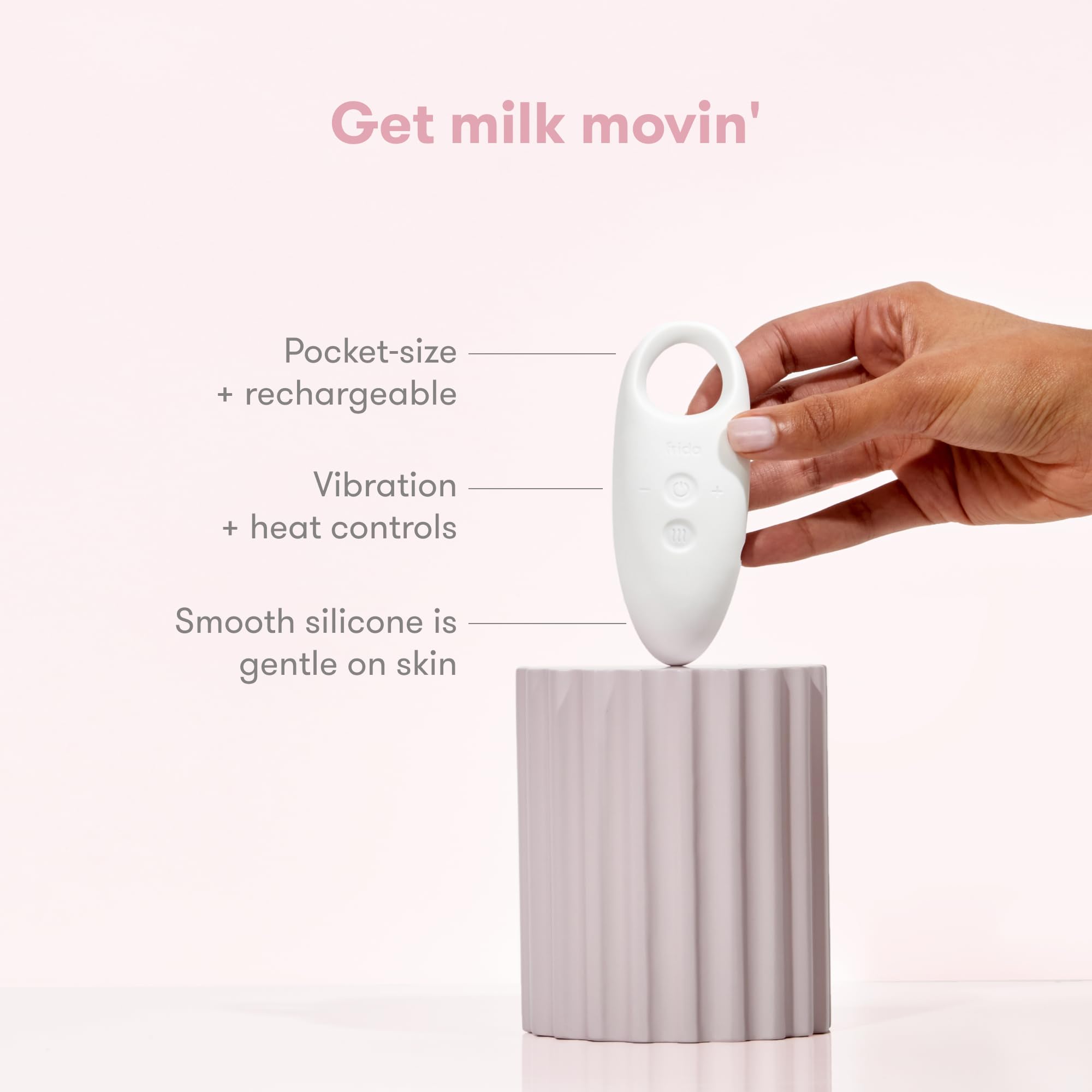 Frida Mom 2-in-1 Lactation Massager, Multiple Modes of Heat + Vibration for Clogged Milk Ducts, Increase Milk Flow, Breast Engorgement - USB Cord Included, White