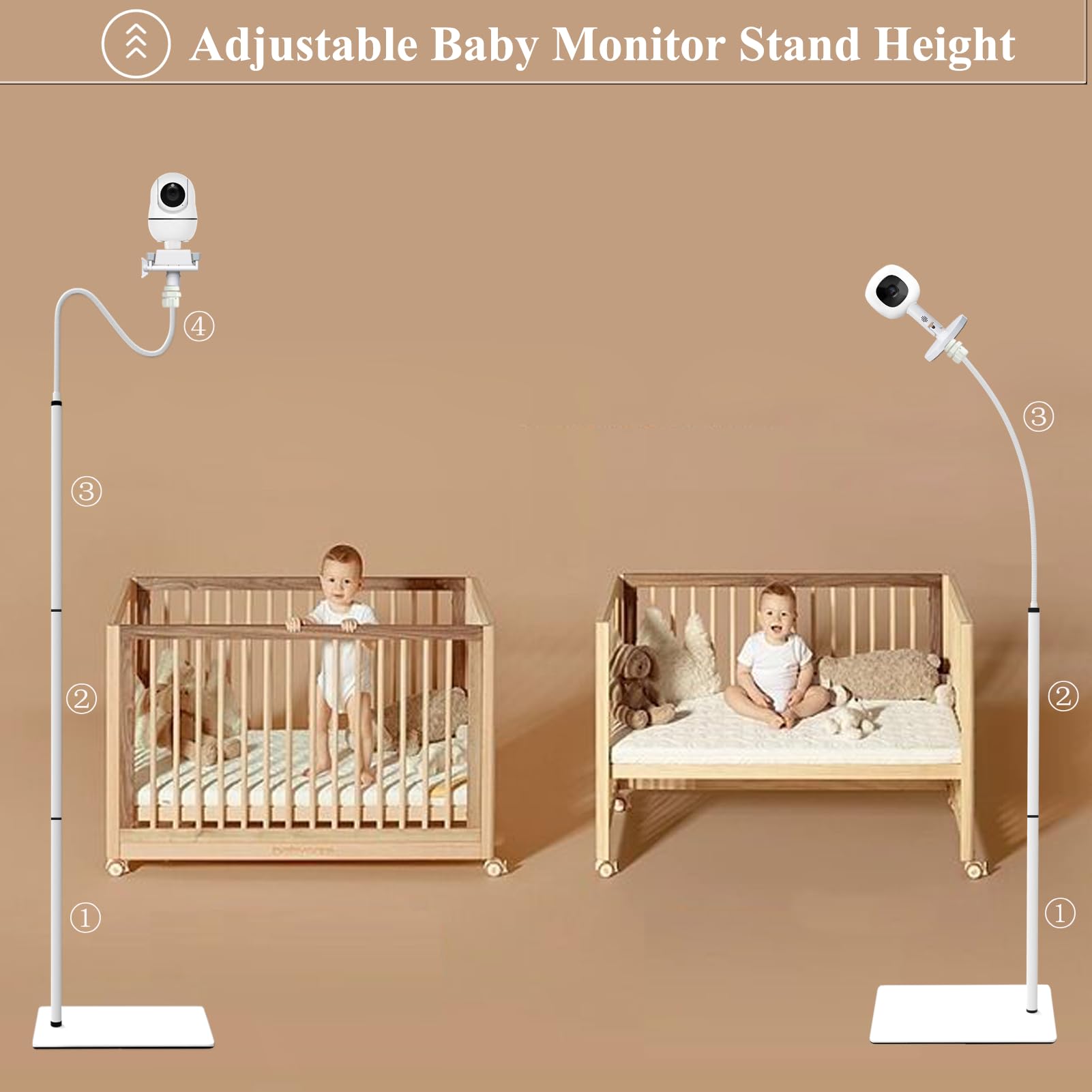 EYSAFT Baby Monitor Floor Stand Holder Mount Compactible for Nanit Pro & Flex Stand,Infant Optics DXR-8 Pro,VTech VM901/VM819/RM7764,Momcozy,HelloBaby,eufy E110,nooie IPC100,Motorola VM75/VM50G/VM44