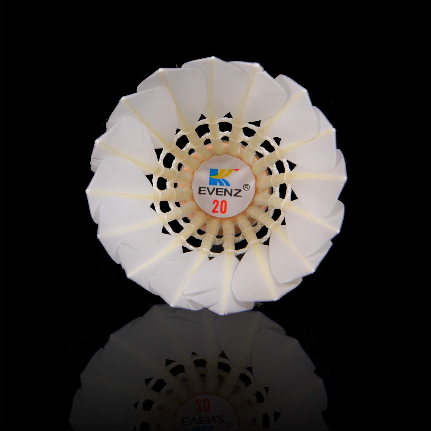 KEVENZ Goose Feather Badminton Shuttlecocks with Great Stability and Durability, High Speed Badminton Birdies,Pack of 12, White