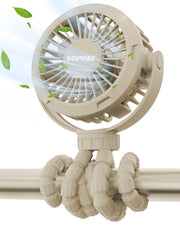 SOPOKE Mini Portable Baby Stroller Fan,3 Speed Personal Handheld Fan,Battery Operated Rechargeable 360 degrees Flexible Tripod Cooling Fan, Suitable for Car Seat Crib Treadmill Golf Cart Travel(Yellow)