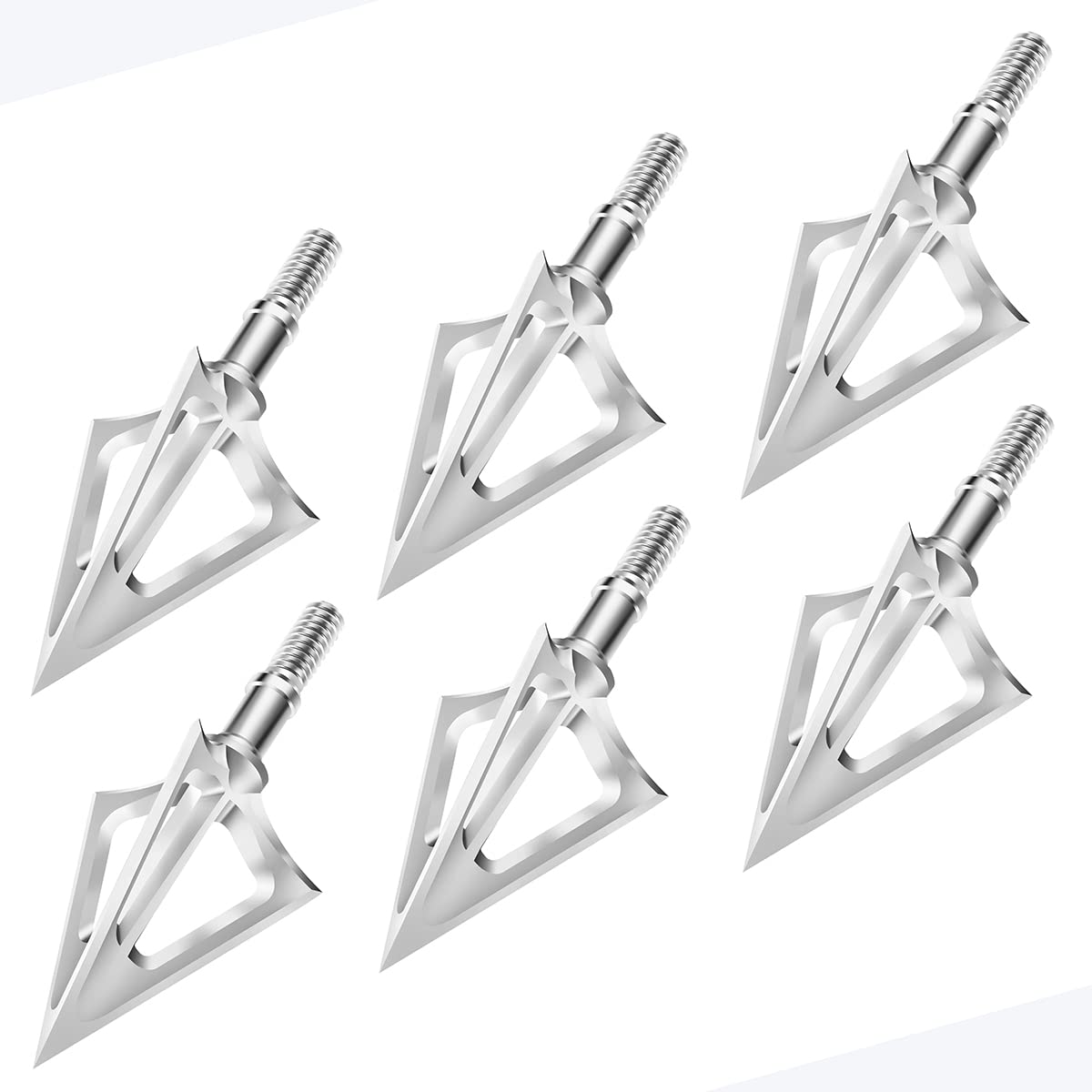 KEAUP 6 Pack Hunting Broadhead 100 Grain 420 Stainless Steel Fixed Blade Broadhead Arrow Tips Archery Arrowhead for Crossbow and Compound Bow