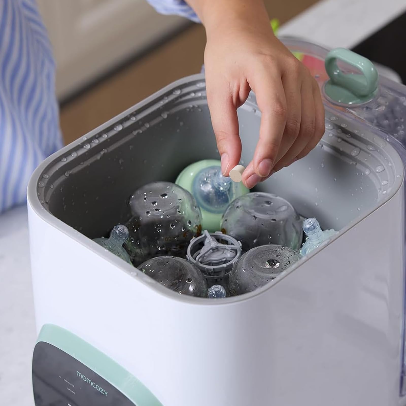 Momcozy Natural Washing Block for Baby Bottle Washer, Powerful Plant-Based Formula, Safe & Residue-Free, 120 Tablets