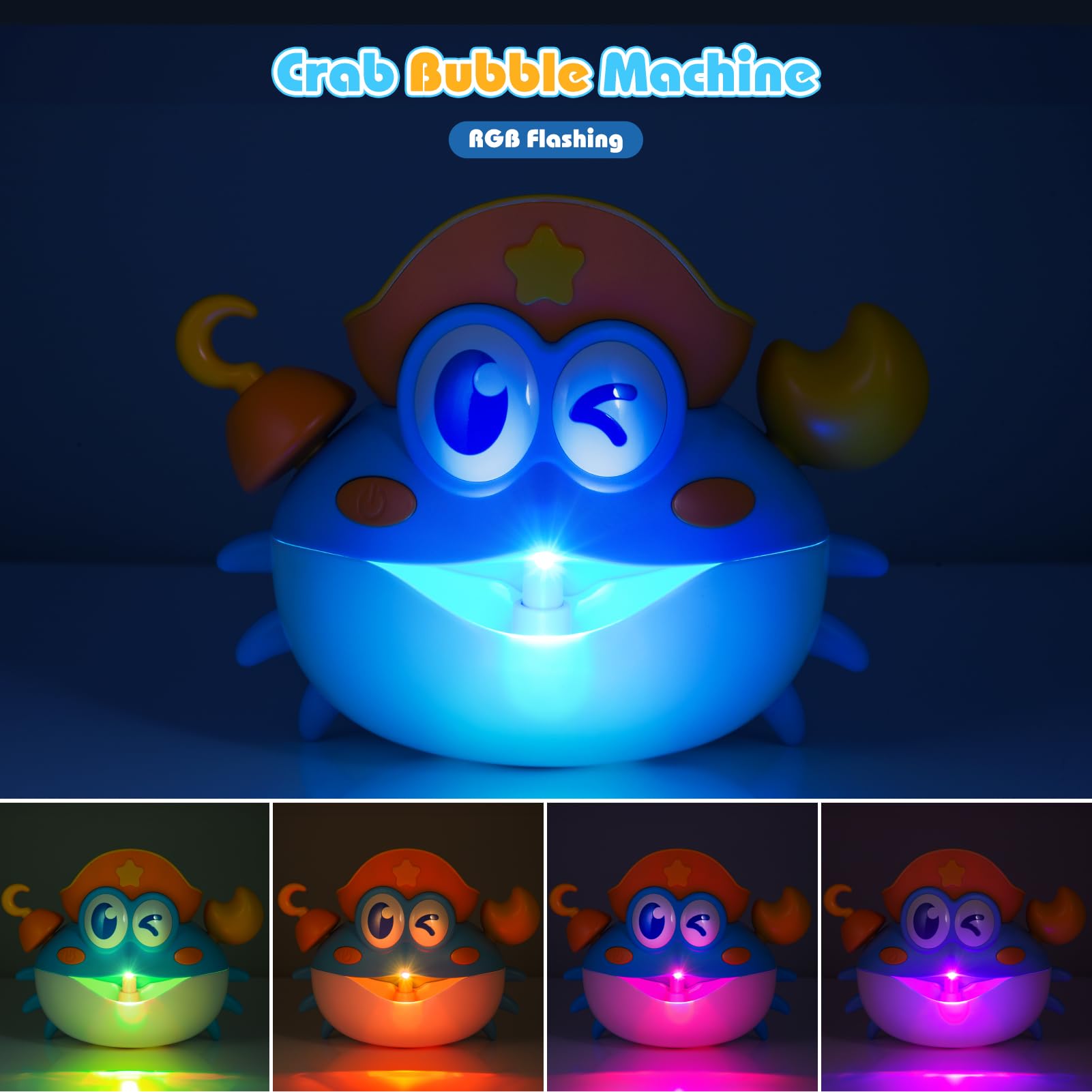 Bath Toys,Crab Baby Bath Toys Light Up Bath Bubble Machine with Colourful RGB Light Great Birthday Gift for Boys and Girls Toddler Toy for Kids Ages 1-3 4-8