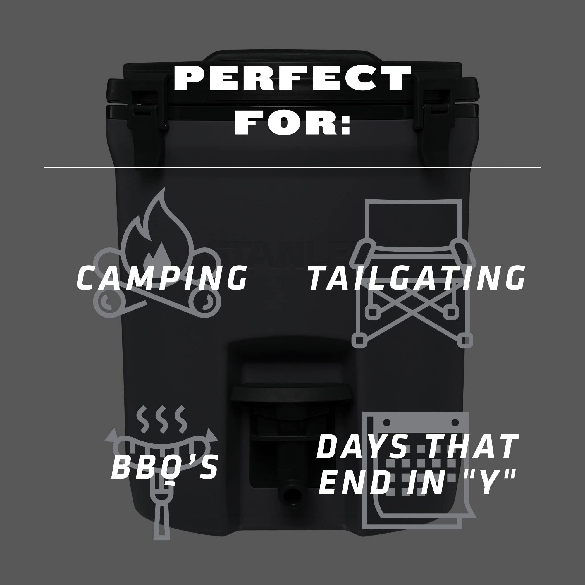 Stanley Adventure Fast Flow Water Jug 2 Gallon | Leakproof Ice Water Dispenser | Insulated Beverage Cooler | Easy Pour Spigot and Latched Foam Lid | BPA-Free | Charcoal
