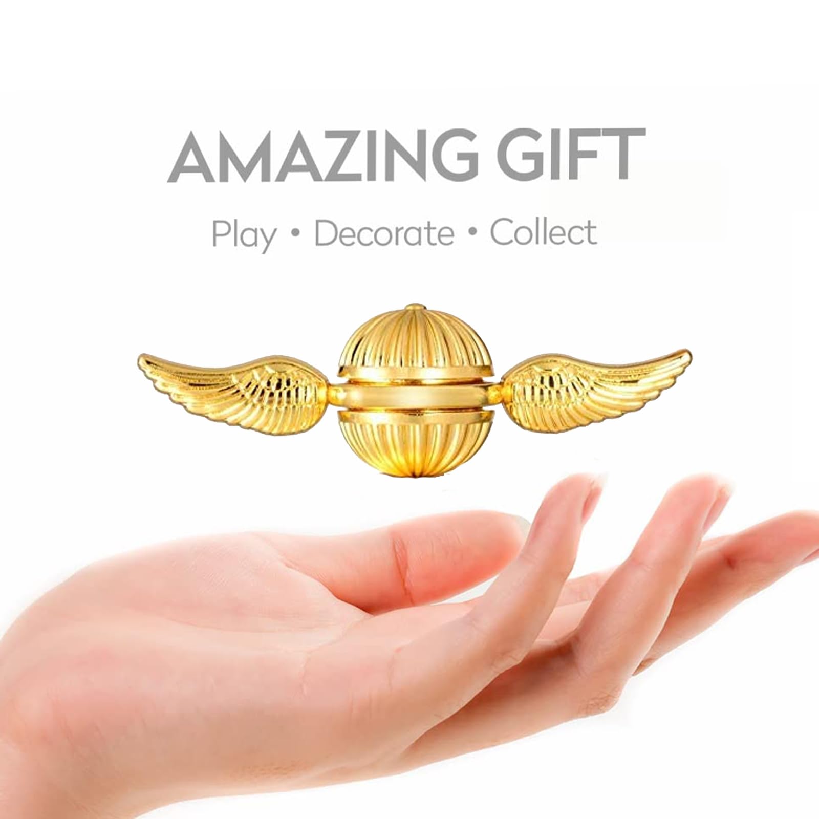 Umnodobn Gold Fidget Spinner Magic Orb Anxiety Toys Stress Relief Reducer Spin Fidgets Hand Bearing Tri Spinner Finger Spinners Toy Focus Fidgeting Restless Novelty Gift for Adults Kids