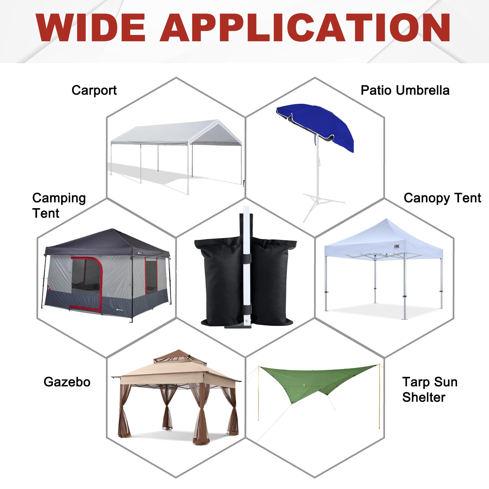 ABCCANOPY Canopy Weights 120 LBS Gazebo Tent Sand Bags,4pcs-Pack (Black)