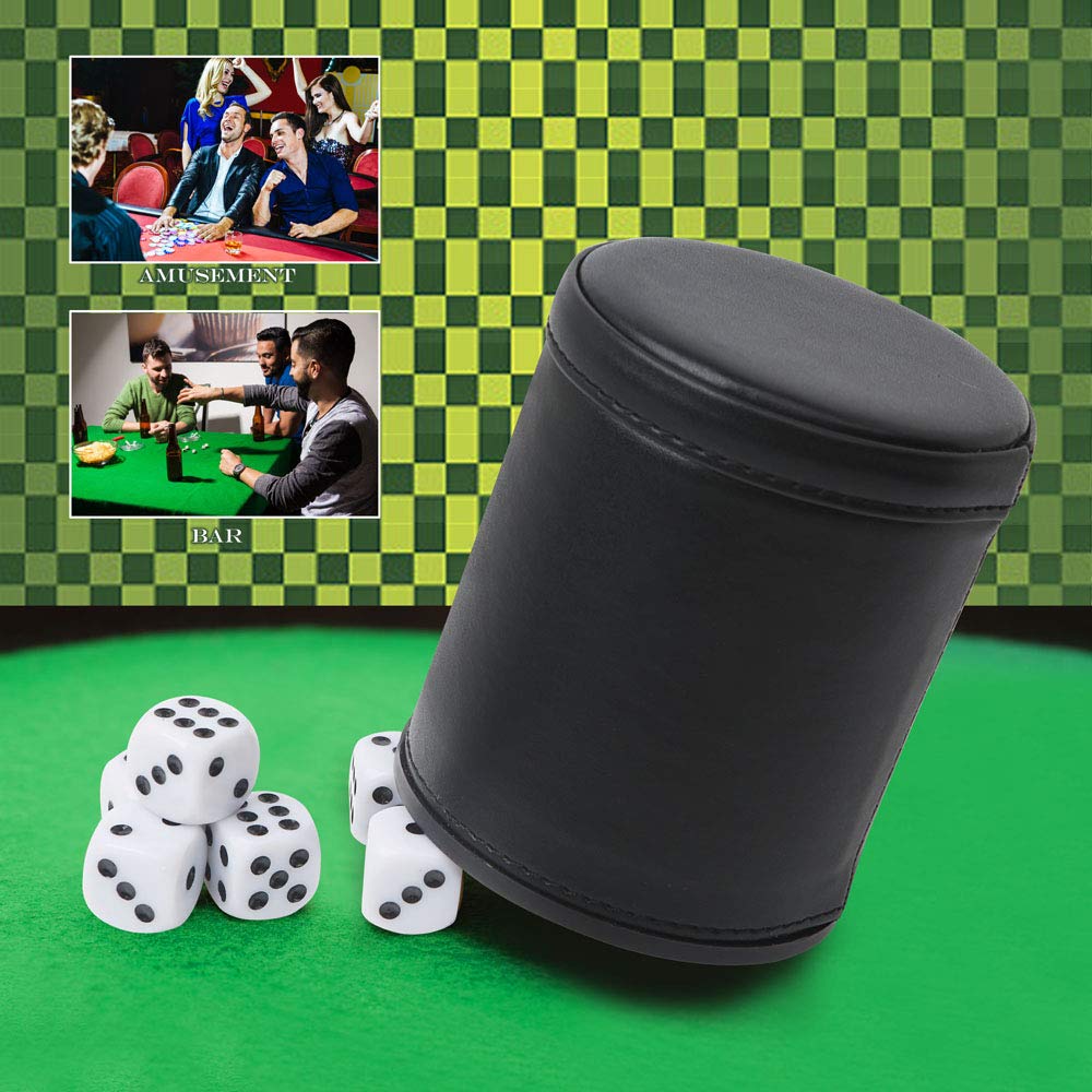 TUZAMA Felt Lined Professional Dice Cup - with 6 Dices Quiet for Yahtzee Game
