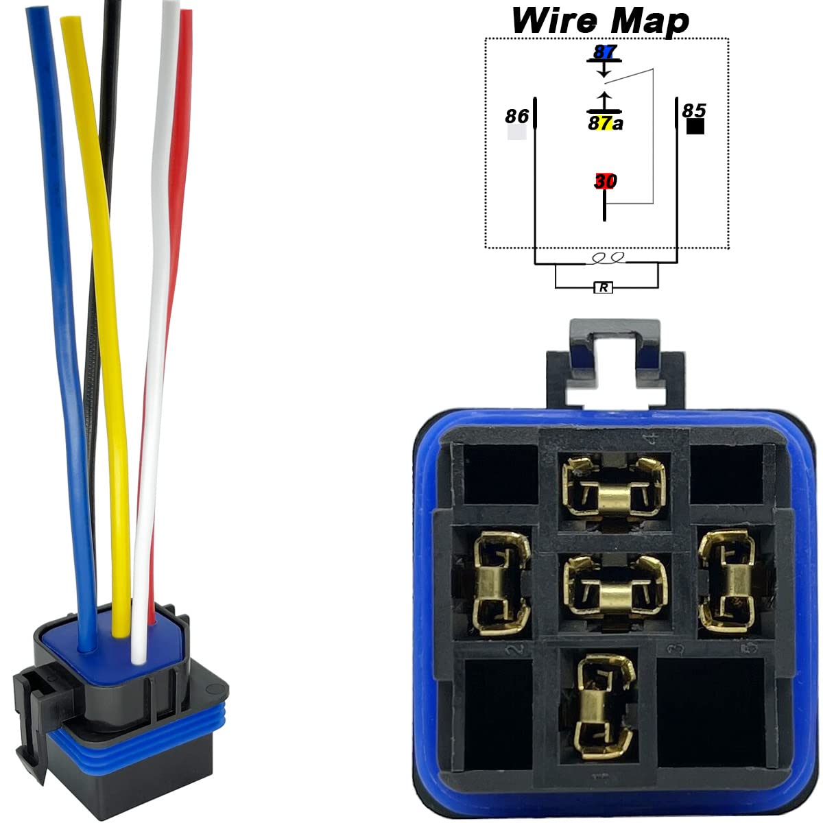 irhapsody 5 Pack 40/30 AMP 12V DC Waterproof Relay Kit with Heavy-Duty Pigtail, 5-PIN SPDT Automotive Relay