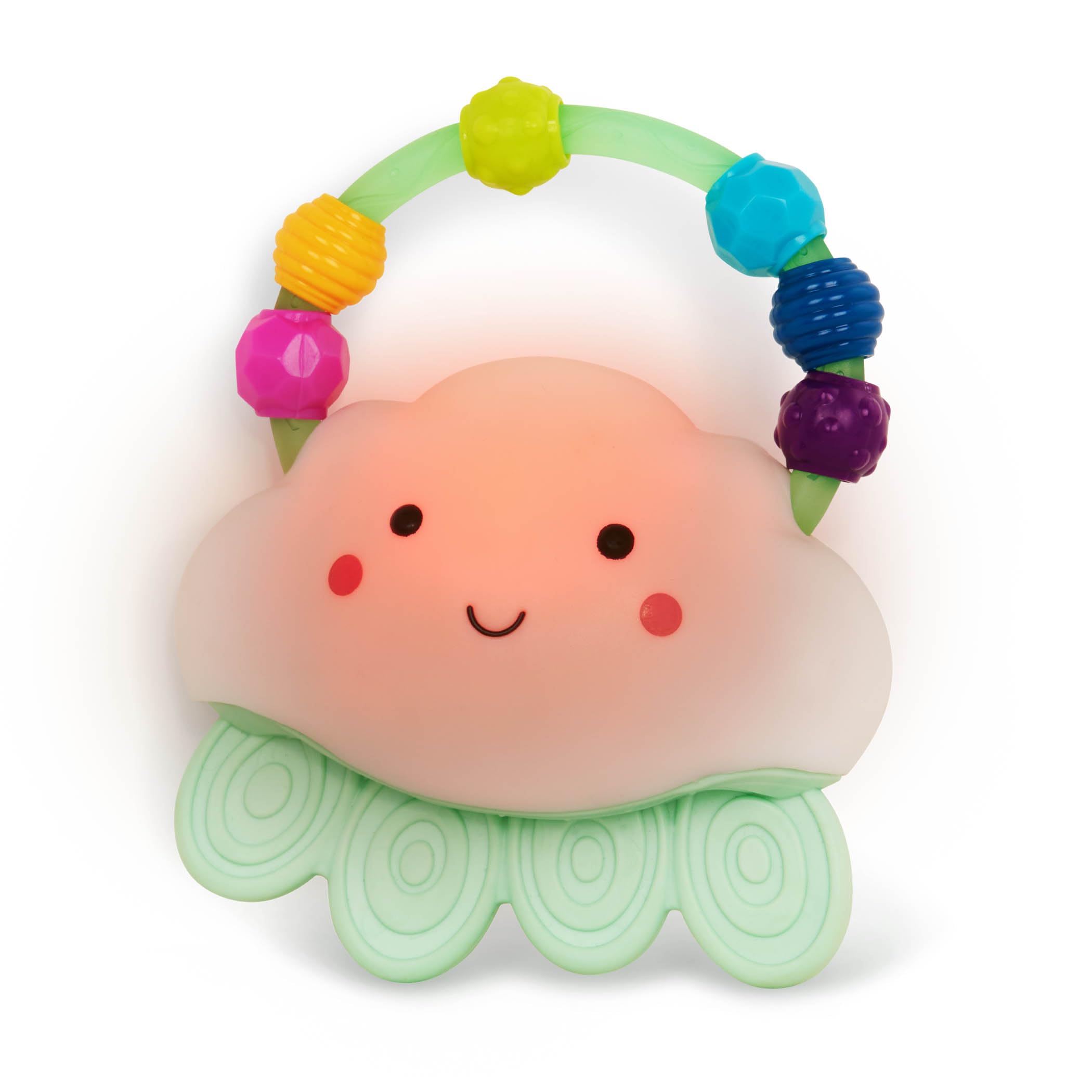 B. toys - Baby Light - Up Cloud Rattle - Rain - Glow Squeeze - Sensory Development & Comfort - Teething Rattle Toys for Babies 3+ Years Months