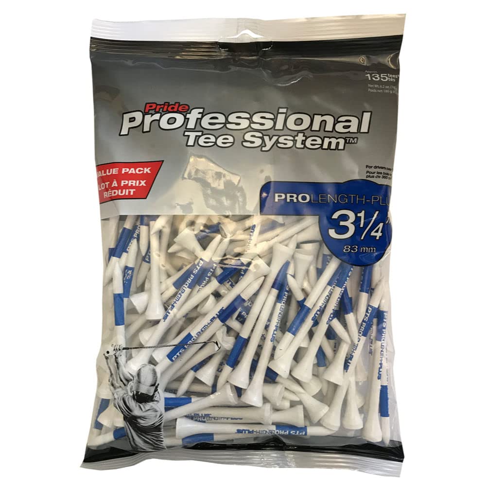 PrideSports PTS Wood Golf Tees | 135 Count, 3-1/4 Inch | #1 Wood Tee on Tour | Best for Drivers & Woods