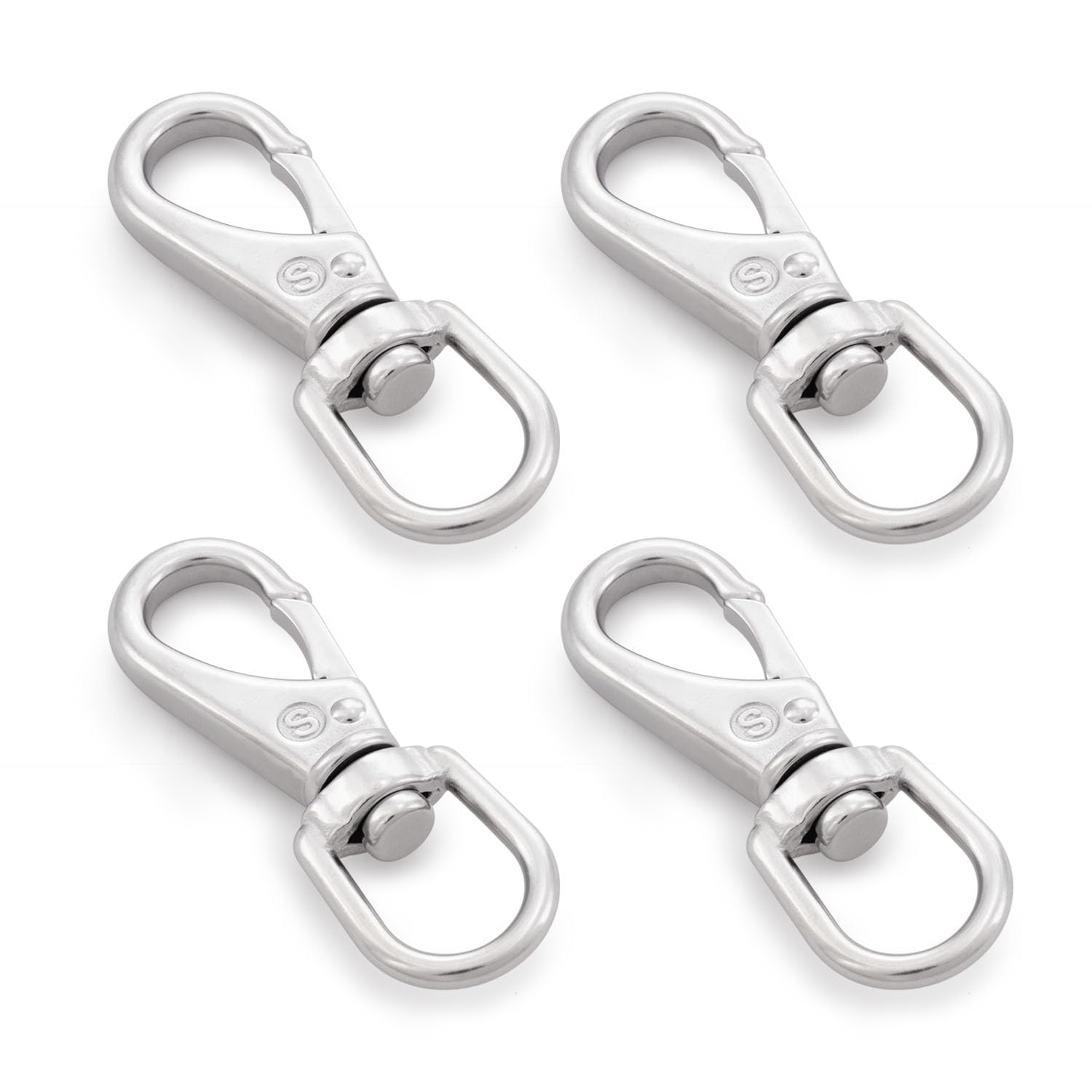 SHONAN Stainless Steel Flag Clips for Flagpole Rope- 4 Pack 3.5 Inch Swivel Snap Hook Flag Pole Clips, Diving Clips Spring Hooks for Dog leashes, Keychains, Boat Ropes, Bird Feeders