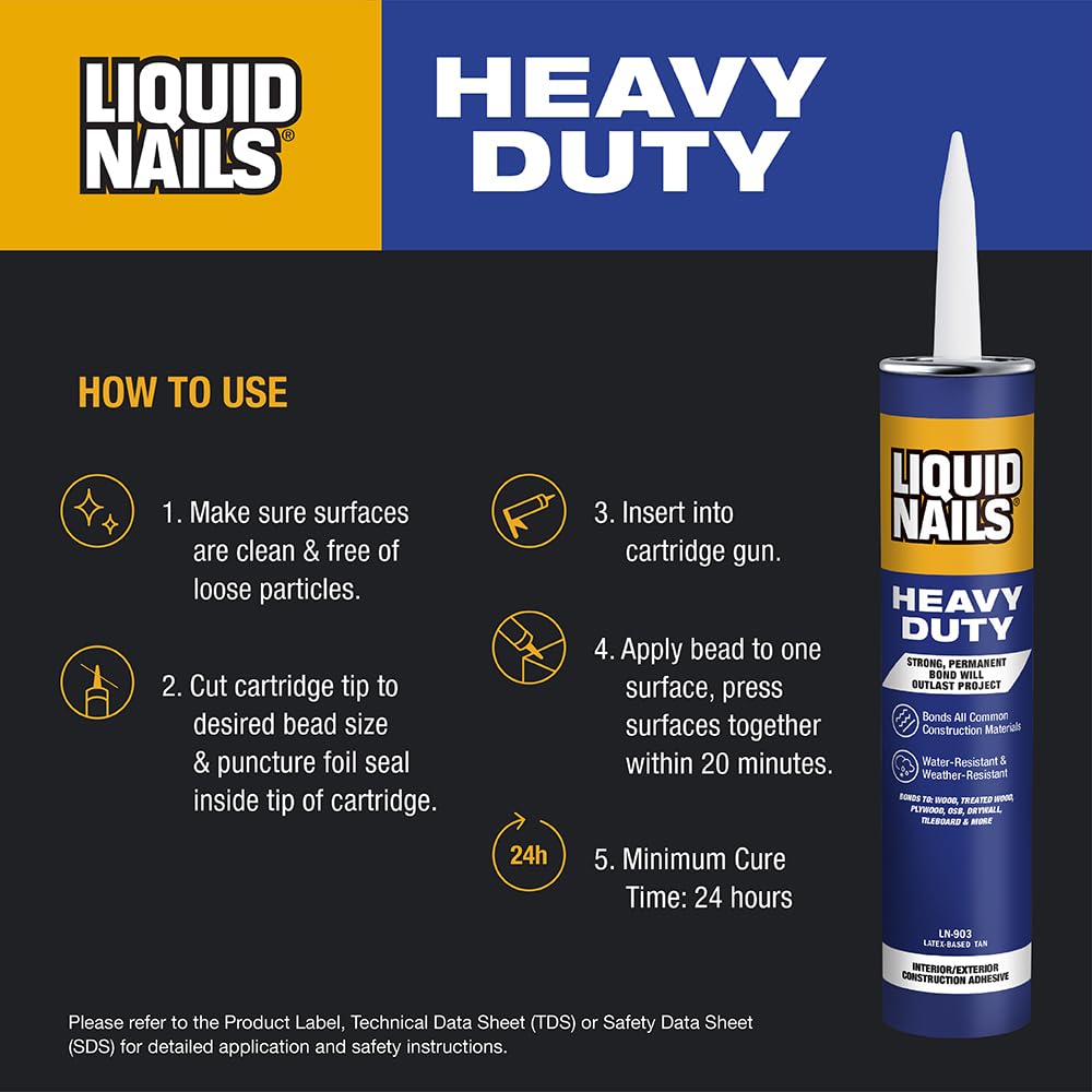 Liquid Nails Heavy Duty Construction Adhesive (LN903), 10 oz