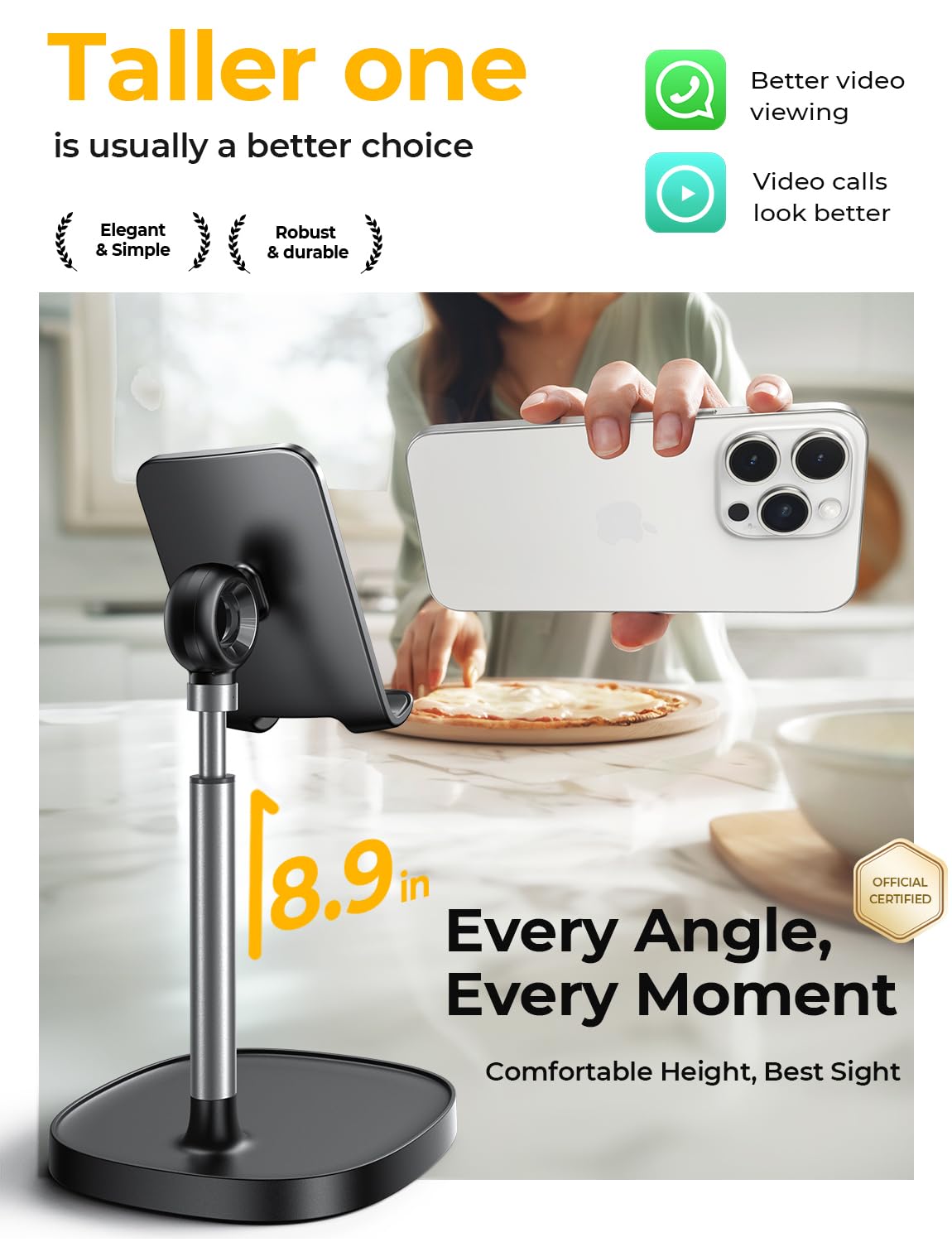 LISEN Cell Phone Stand Adjustable for iPhone Phone Holder for Desk, Office Desk Accessories Computer PC for iPhone Stand Gaming Essentials Fit Otterbox Case Phones Switch Kindle iPad Air Tablet 4-10in