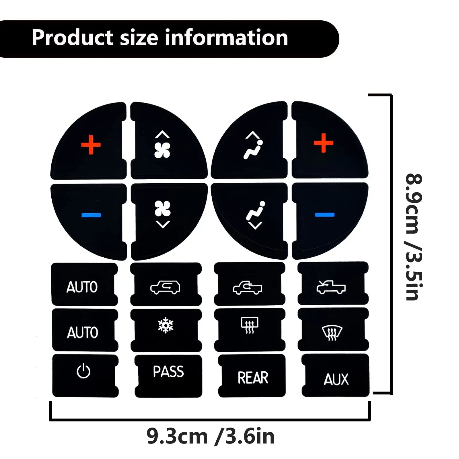 2 Packs AC Dash Button Repair Kit -Compatible with Chevy, Best for Fixing Ruined Faded A/C Control Buttons - Decal Replacement Fits Select 07-14 GM Vehicles - Car SUV Van Truck Accessories