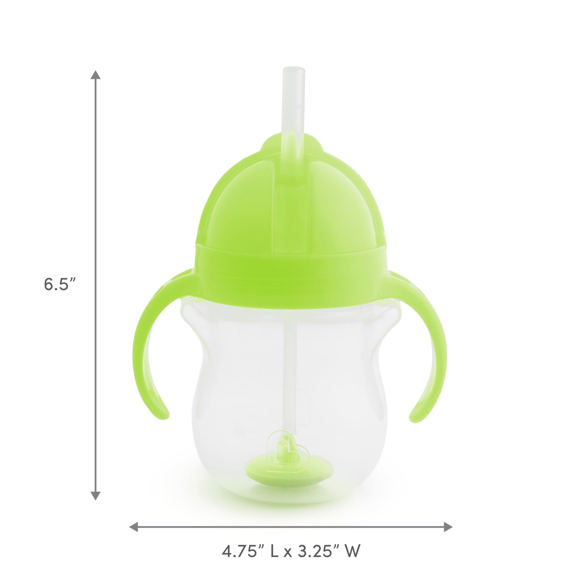 Munchkin Any Angle Sippy Cups for Toddlers, Spill Proof Weighted Straw Cup with Transition Handles for Babies 6 Months and Up, 2 Pack, Blue/Green