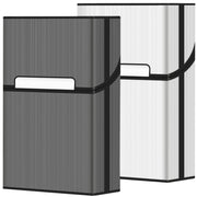 roygra Cigarette Case (2 Pack), Magnetic Switch 20pcs Cigarette Holder Case for Men Women, Cigarettes Smoking Accessories, Metal and Plastic Box for Smoke (Gray + Silver, 85mm King Size)