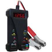 MOTOPOWER MP0514A 12V Digitaler Autobatterietester Voltmeter und Ladesystemanalysator mit LCD-Anzeige und LED-Indikation – Schwarze Gummifarbe