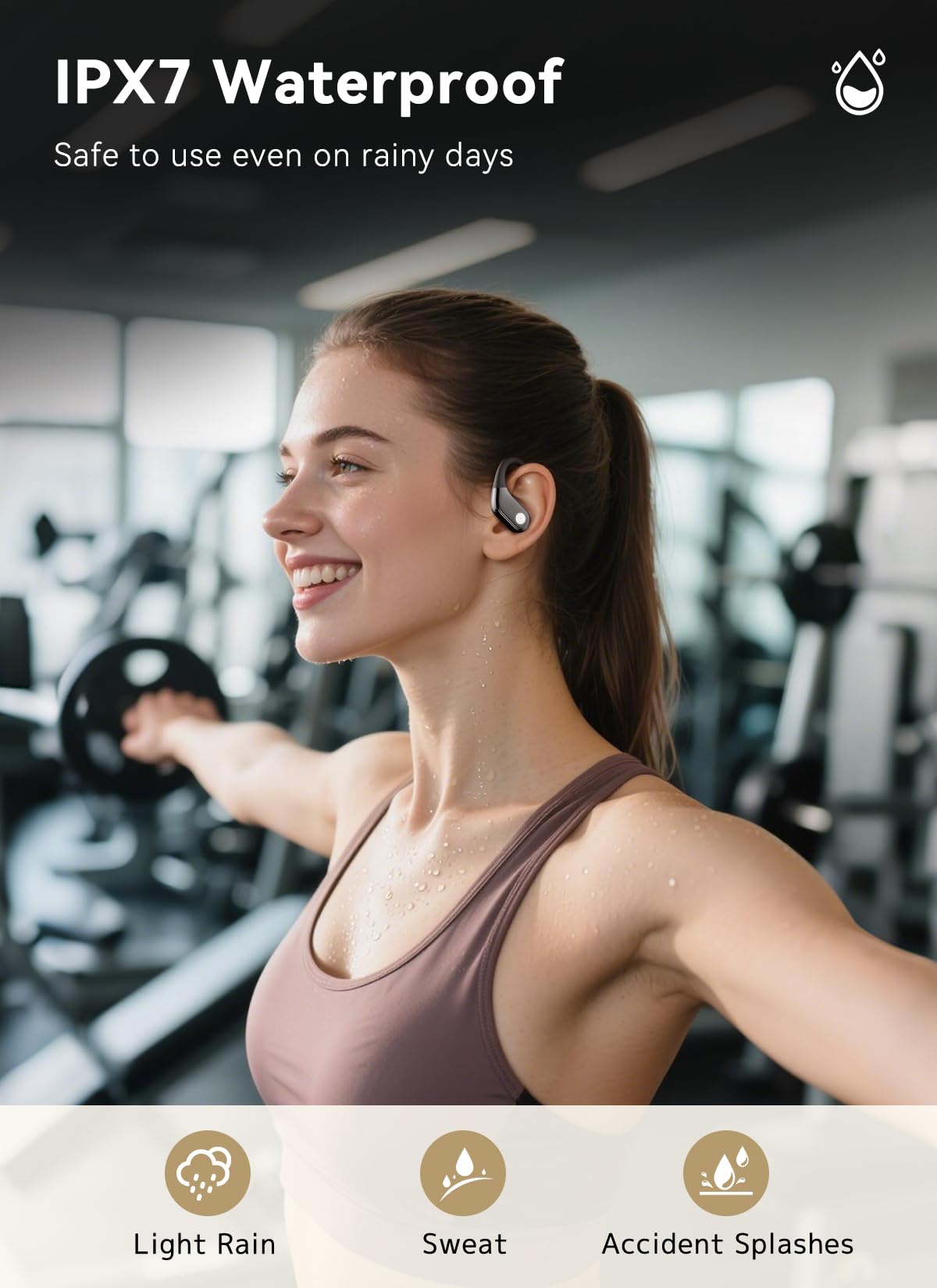 jaddsa Wireless Earbuds, ENC Noise Cancelling Sport Ear Buds with Multifunctional Touch Screen, Bluetooth 5.4 Headphones, Bass Stereo Sound, 5 EQ Over The Ear Earbuds for Sports/Workout/Gym-Black