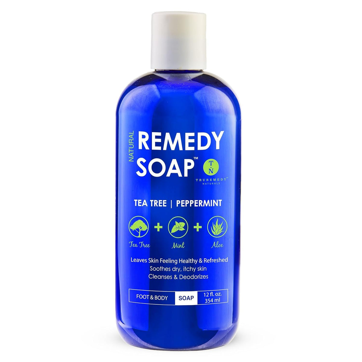 Truremedy Naturals 12 oz Tea Tree Oil Body Wash - Invigorating Tea Tree Soap with Peppermint, Aloe, Eucalyptus, Coconut and Olive Oil - Refreshing Body Wash for Men and Women - Shower Gel Cleanser