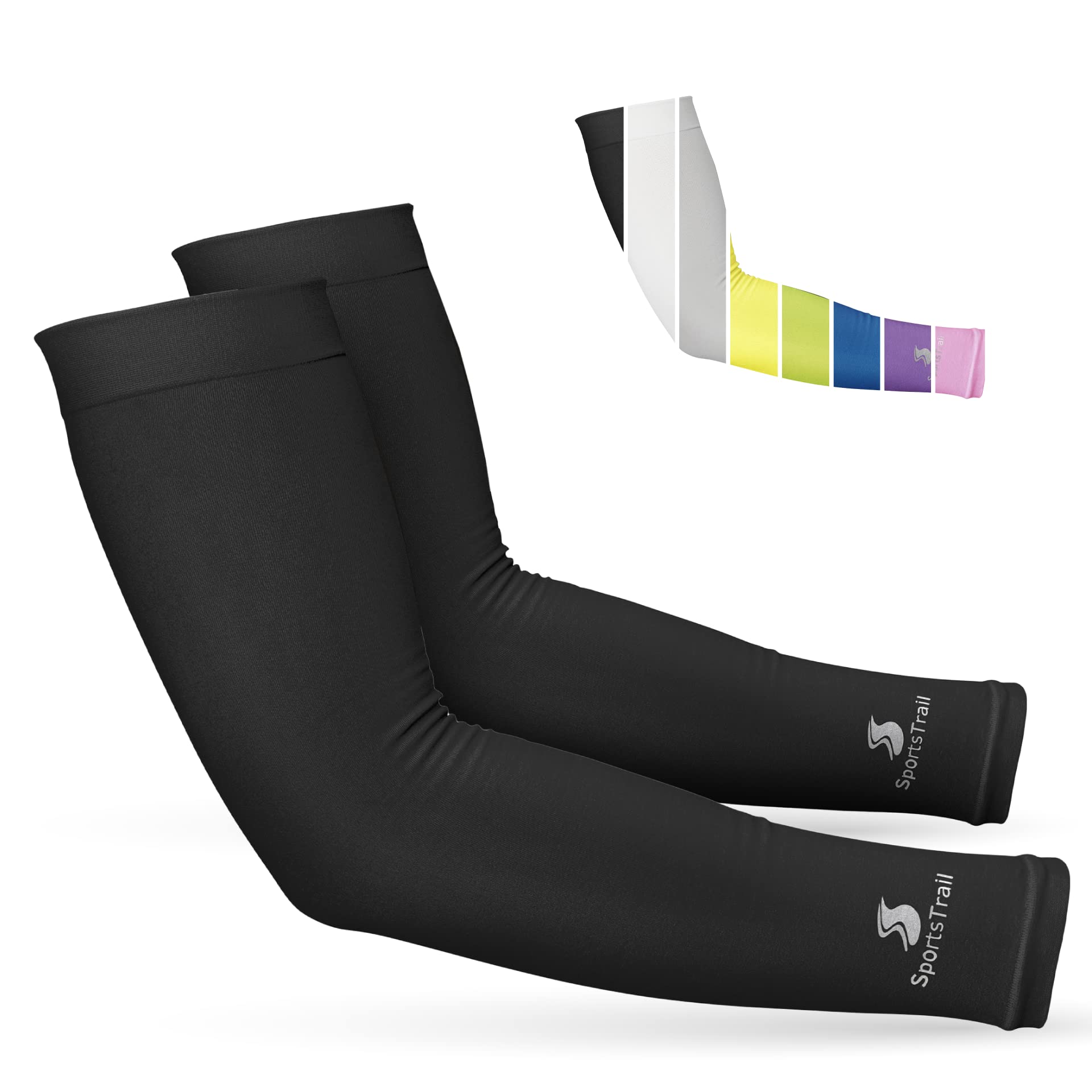 SportsTrail Cooling Arm Sleeves for Men & Women – Breathable, Moisture-Wicking, Sun Protection for Sports, Basketball, Football, Running, Golf, Cycling, Volleyball Arm Sleeves for Women, Men & Youth