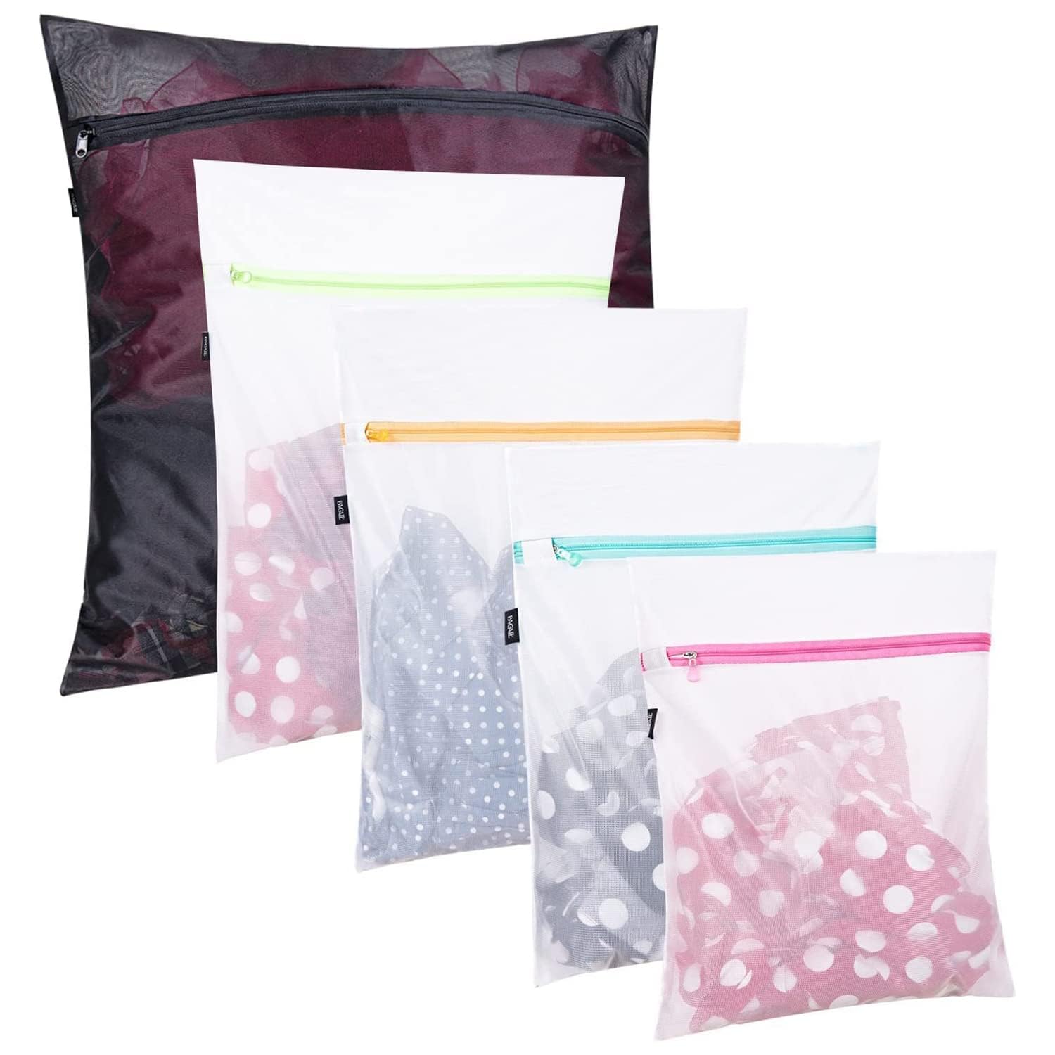 BAGAIL Laundry Bags Mesh Wash Bag for Intimates Lingerie and Delicates, 5Pcs (1XL,2L,2M)