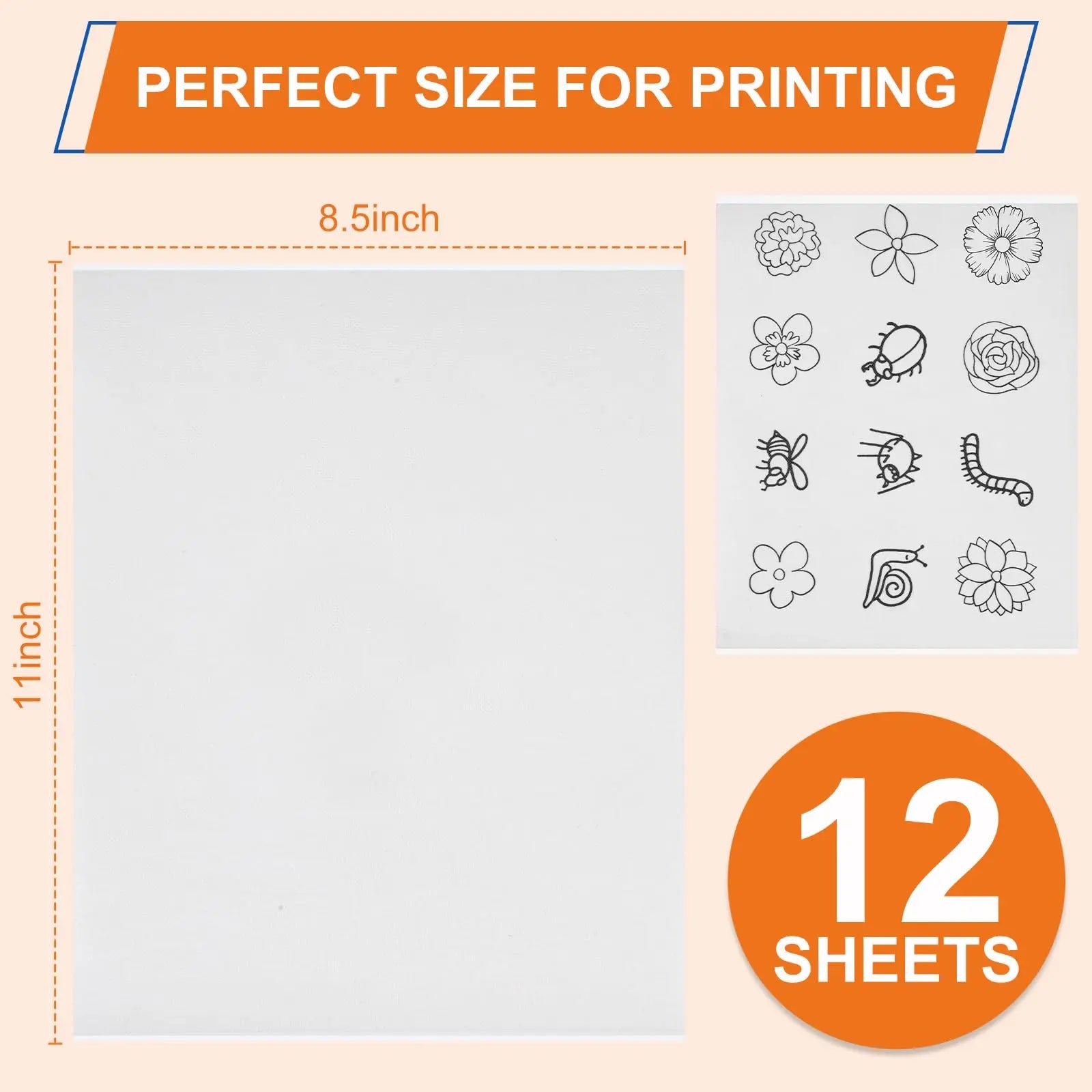 FURWEY 12PCS 8.5"x11" Sticky Water Soluble Embroidery Stabilizer Printable Paper Wash Away Stabilizer Allowed for Print or Draw Patterns Medium Weight for Hand & Machine Embroidery