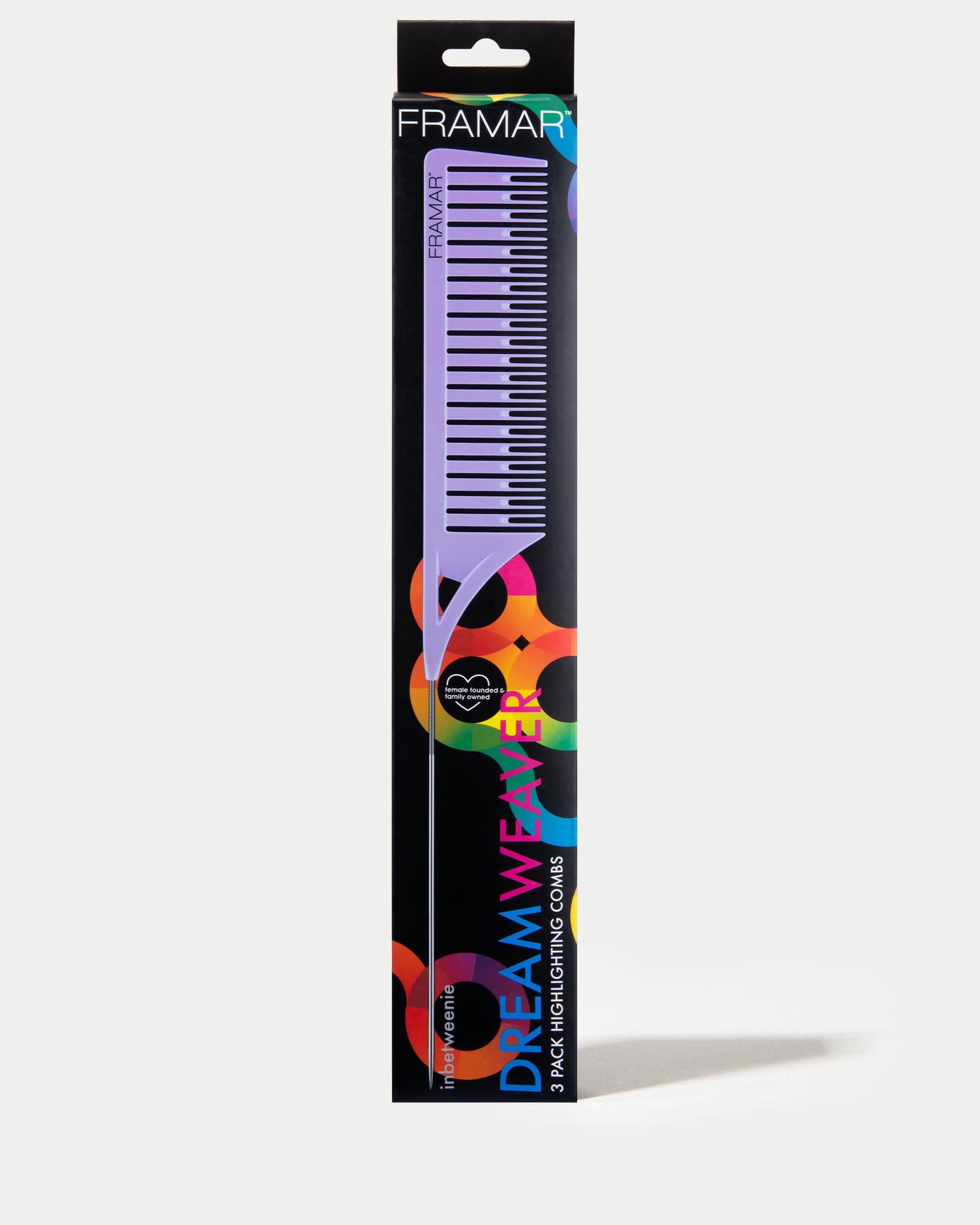 FRAMAR Dreamweaver Highlight Comb Set - Professional Highlighting Comb With Parting Tip, Hair Dye Comb, Foiling Combs For Highlighting, Highlight Combs For Highlighting – 3 Pack Pastel