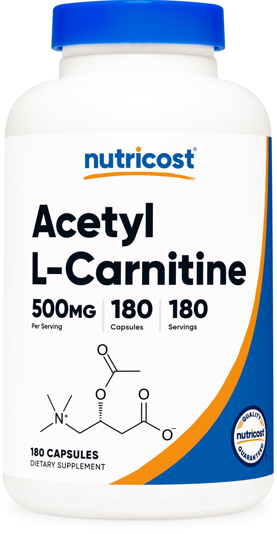 Nutricost Acetyl L-Carnitine (ALCAR) 500mg, 180 Capsules, 180 Servings - Non-GMO and Gluten Free, 1 Capsule per Serving