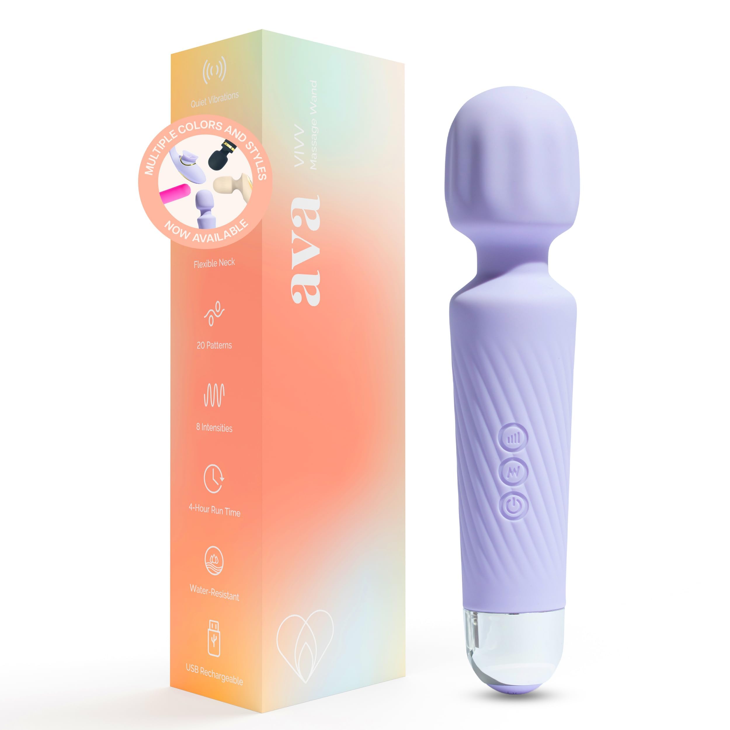 Ava Vibrator for Women – 4 Hour Battery Life | Water Resistant Body Safe Silicone | Clitoral Vibrator Sex Toy with 20 Patterns & 8 Speeds – Clit Stimulator Adult Sex Toys – Discreet Gift