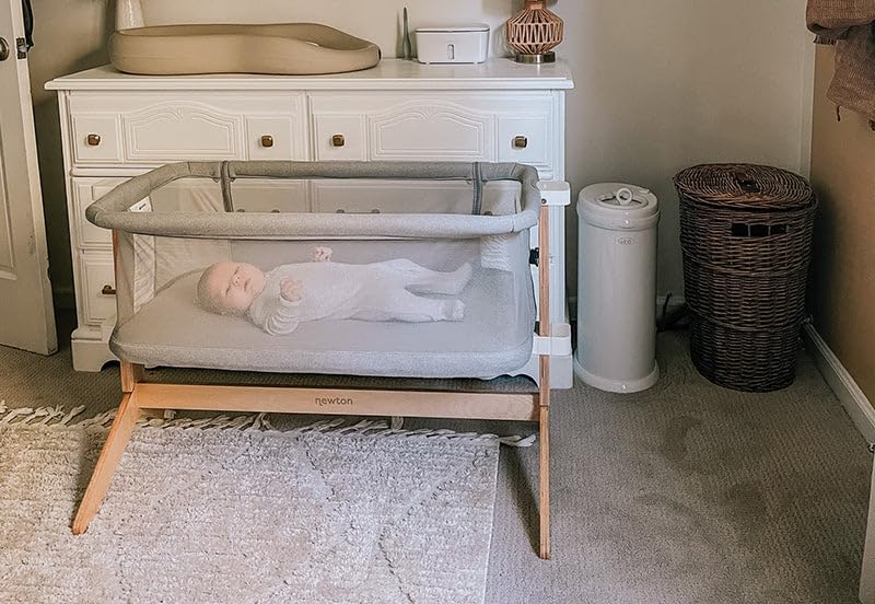 Newton Baby Fitted Sheets for Bassinet & Bedside Sleeper, Essential Bassinet (2-Pack) - Ultra-Breathable, Washable and Ultra-Soft, 100% Muslin, 19" x 35", Grey