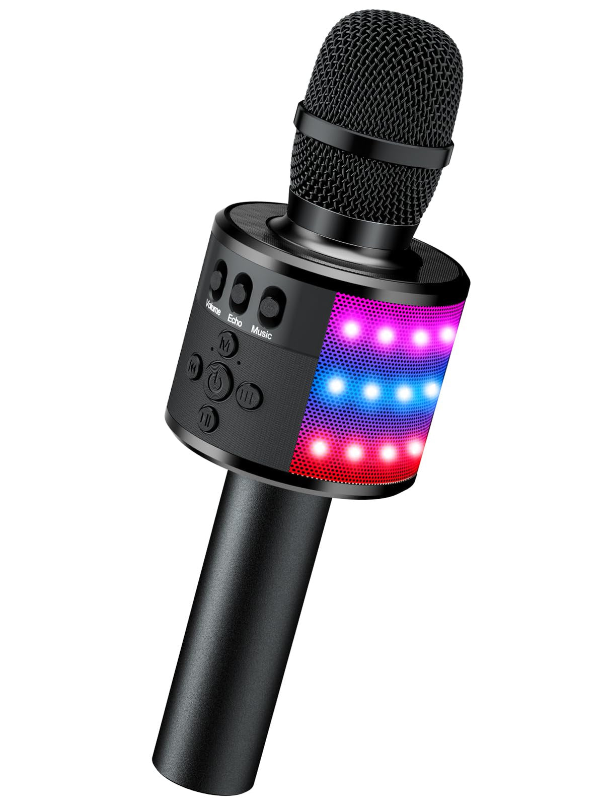 BONAOK Karaoke-Mikrofon für Kinder & Erwachsene – Bluetooth-Mikrofone Sing-Mikrofon mit Discolichtern, Echo-Effekt, integriertem Lautsprecher, tragbarer Karaoke-Player für Party, Reisen, Geschenke Q78 (Schwarz)