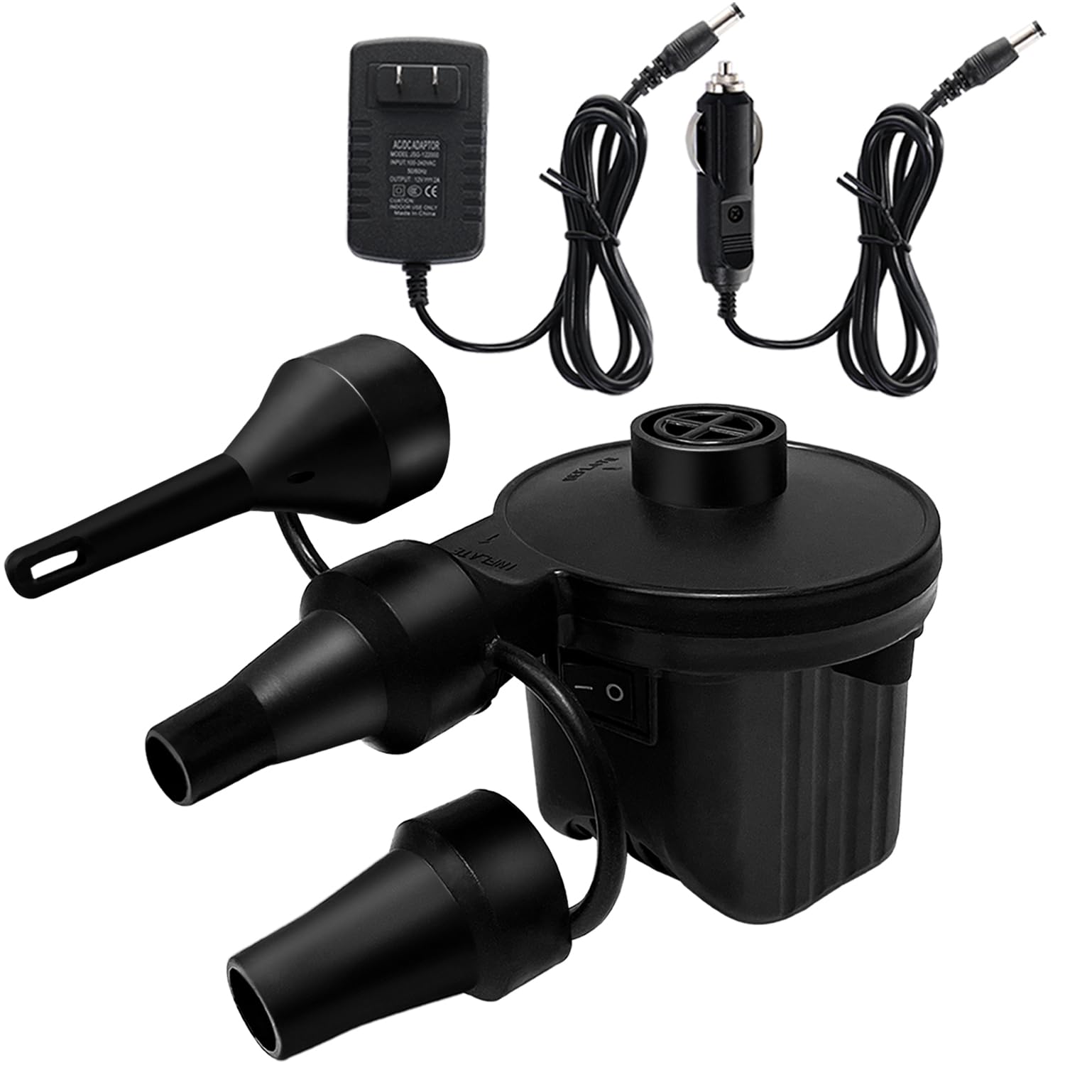 Newpol Inflatable Bed Pump, Electric Air Pump(100 Gallon/Min) for Air Mattress Beds, Inflatable Swimming Pools, Swimming Ring(AC110-240V/DC12V)